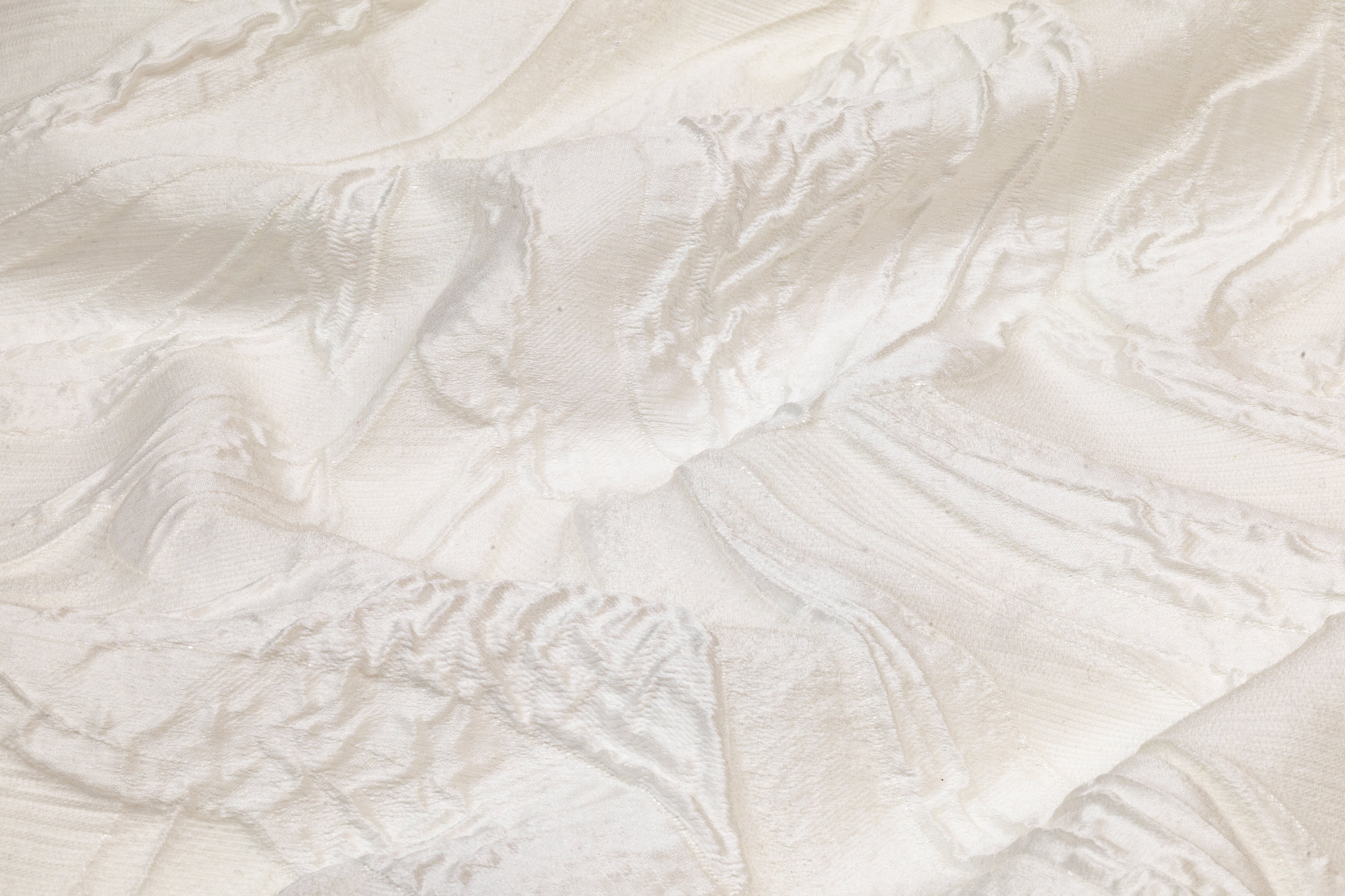 Abstract Floral Italian Silk Blend Cloqué Brocade - Off White