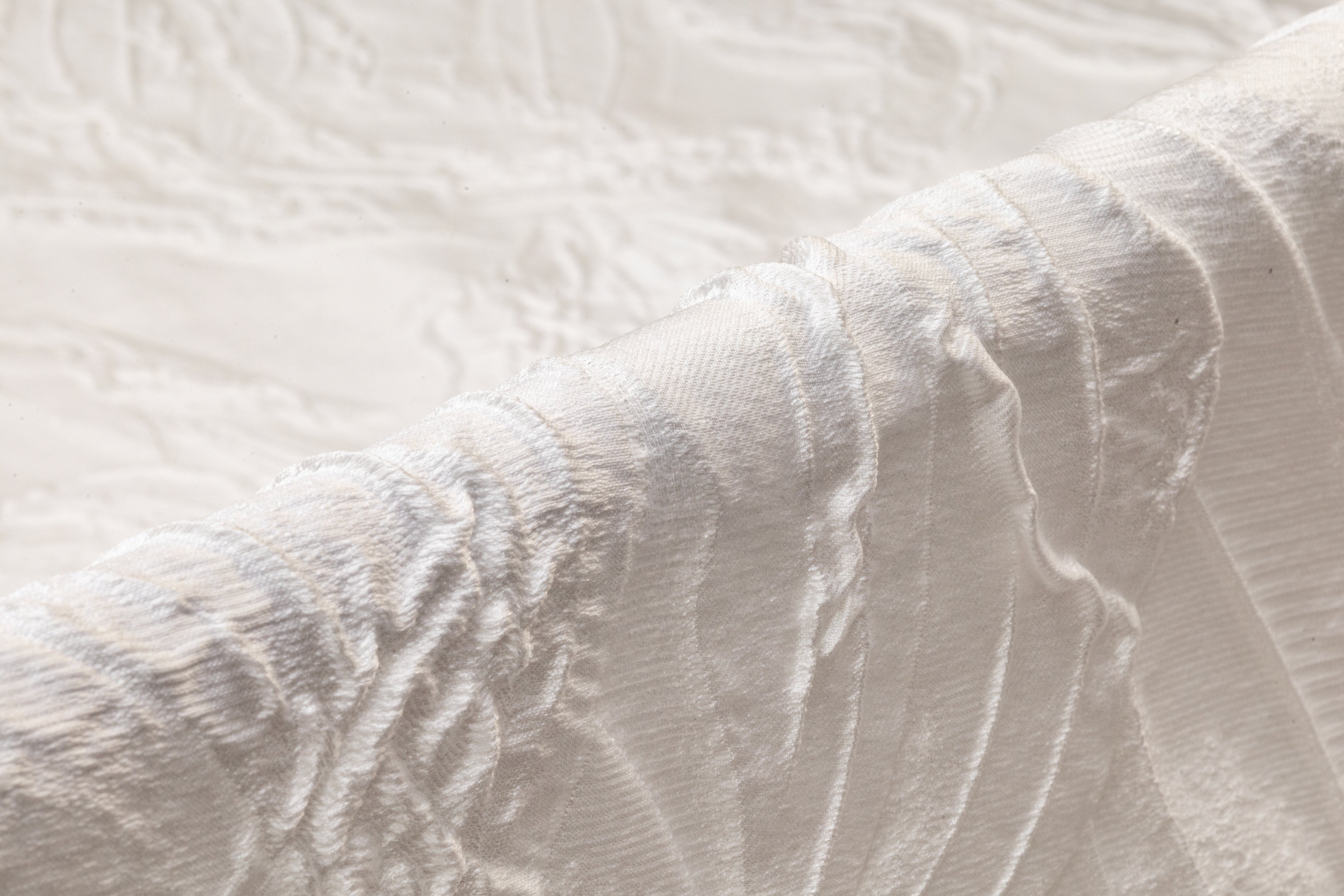 Abstract Floral Italian Silk Blend Cloqué Brocade - Off White