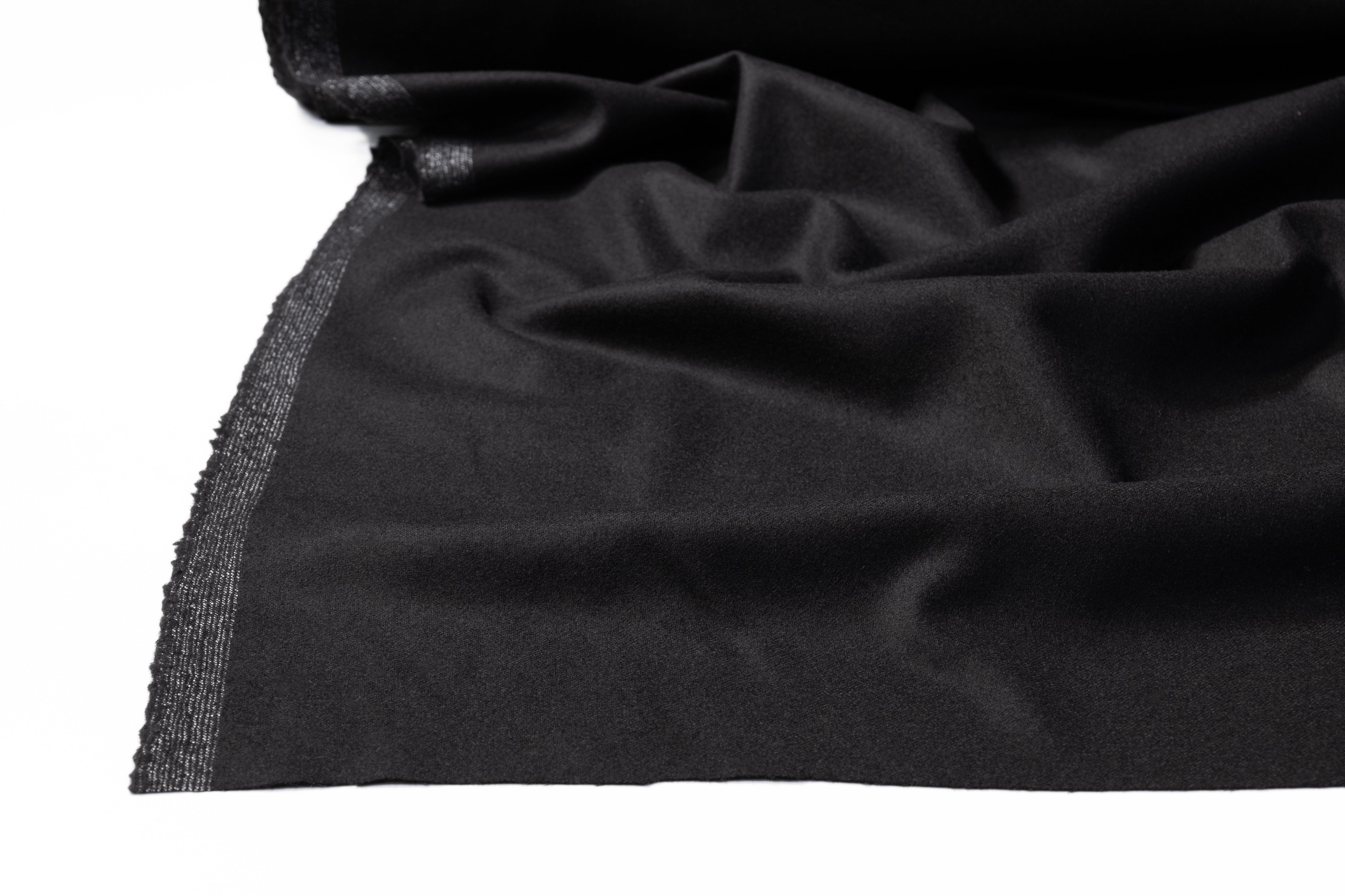 Italian Wool Flannel Suiting - Black