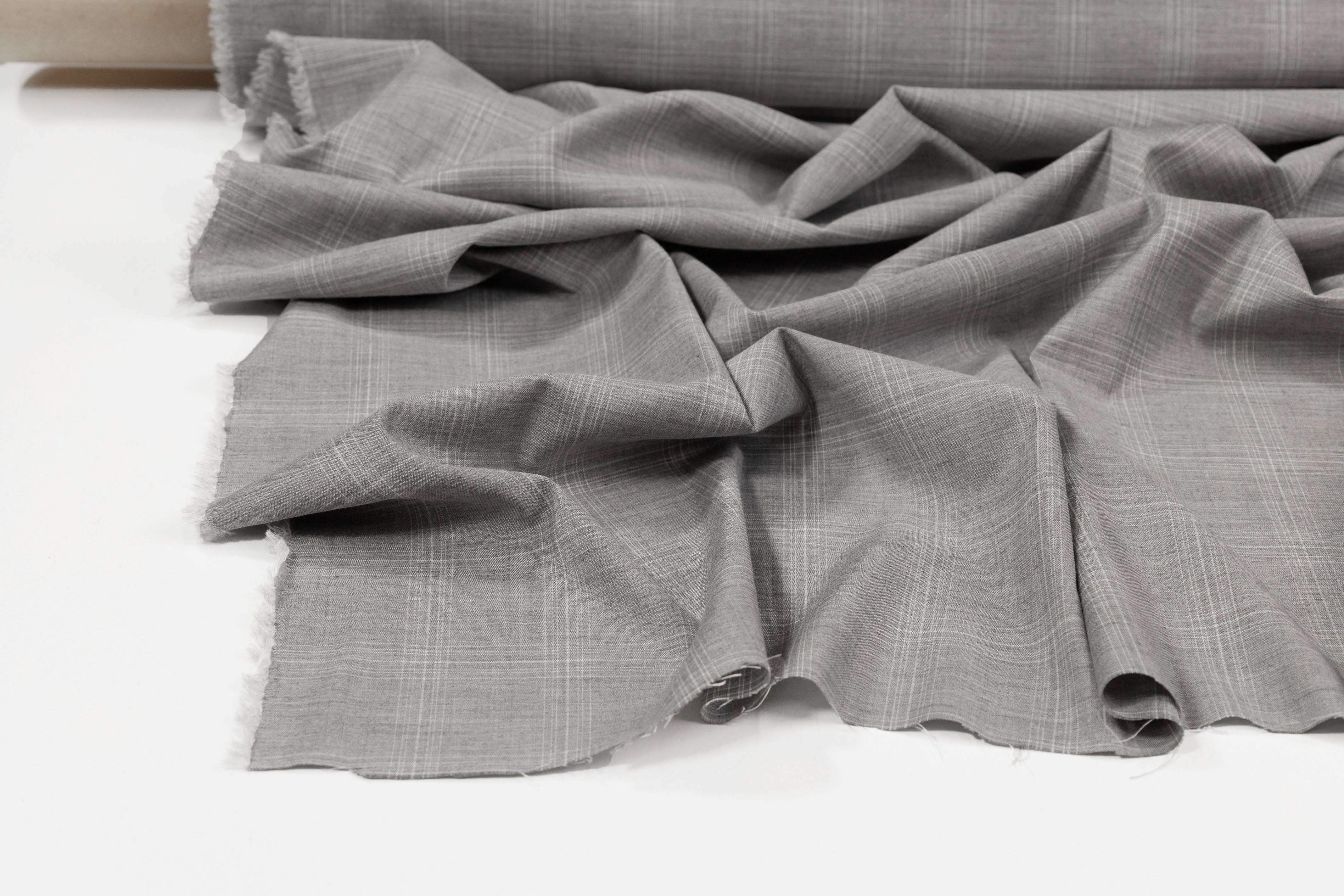 Checked Italian Wool Suiting - Gray