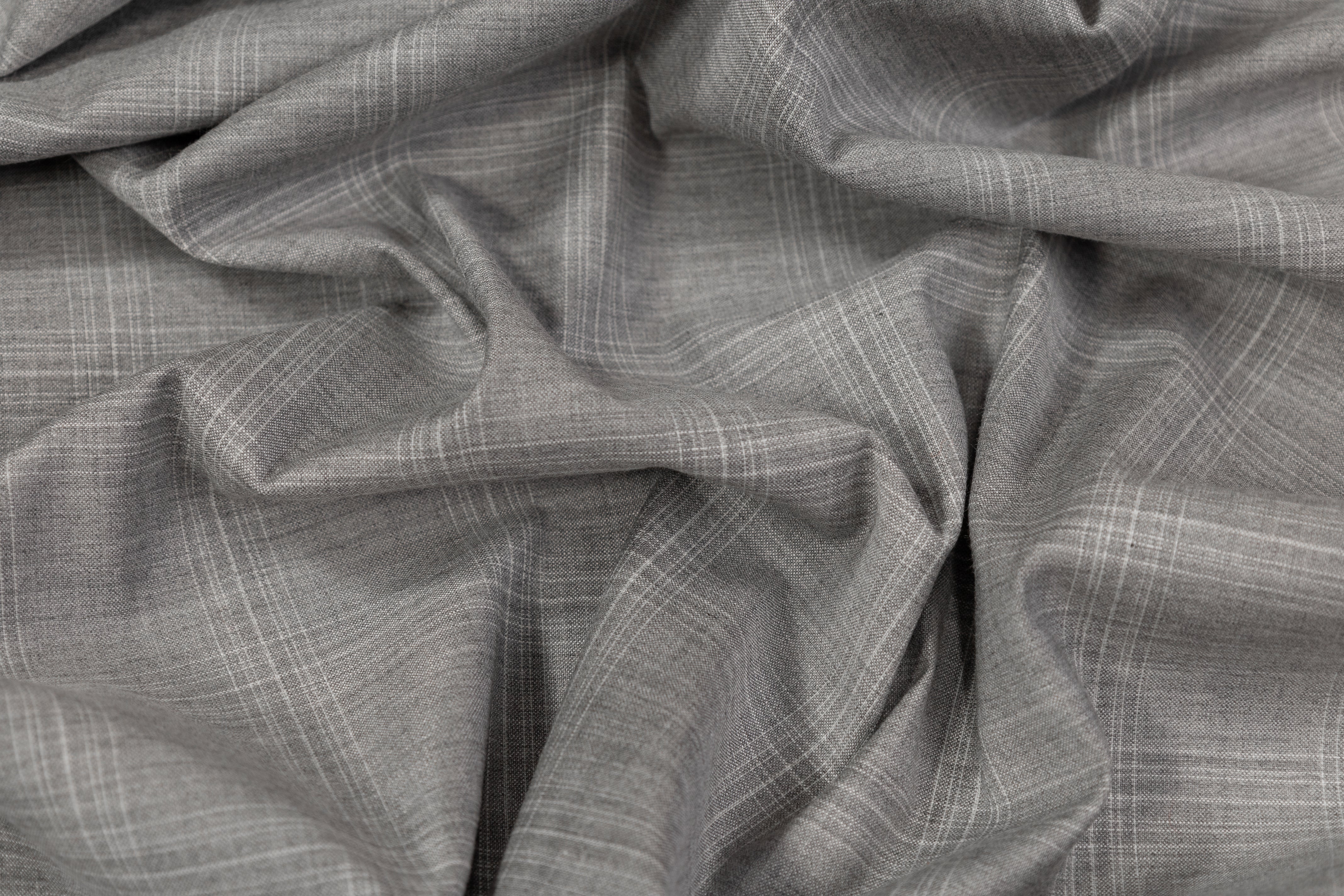Checked Italian Wool Suiting - Gray