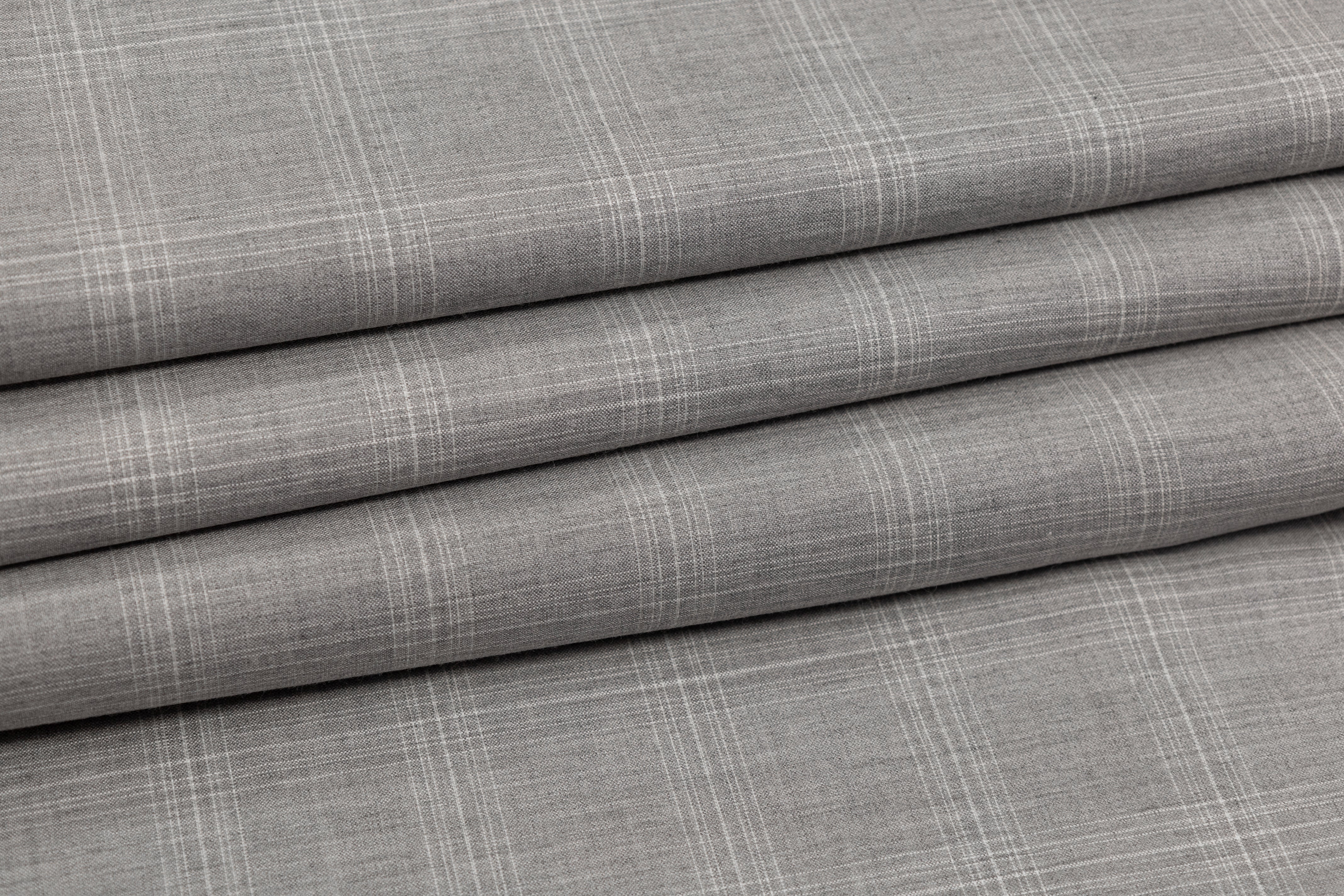 Checked Italian Wool Suiting - Gray
