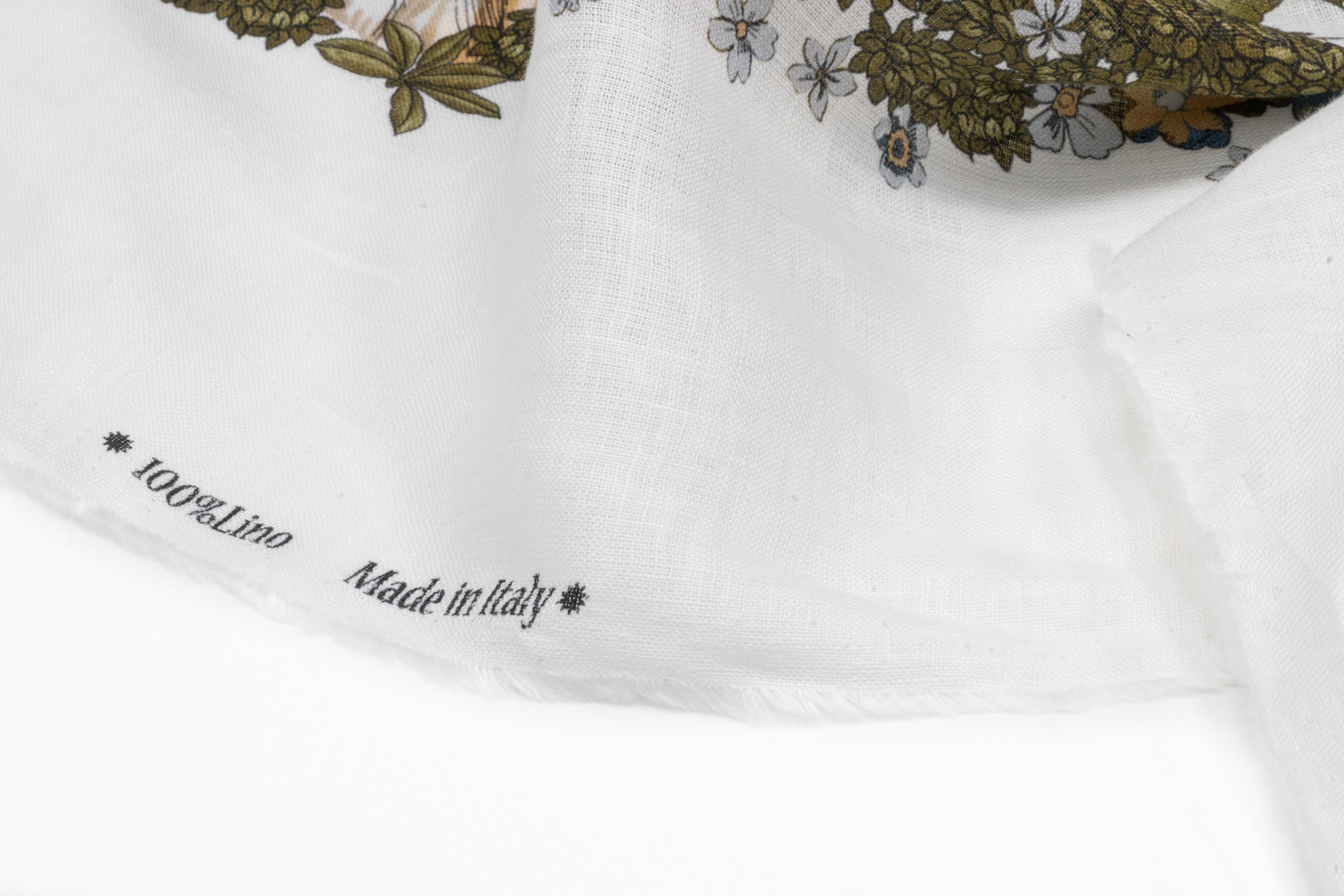 Floral Tiger Border Printed Italian Linen