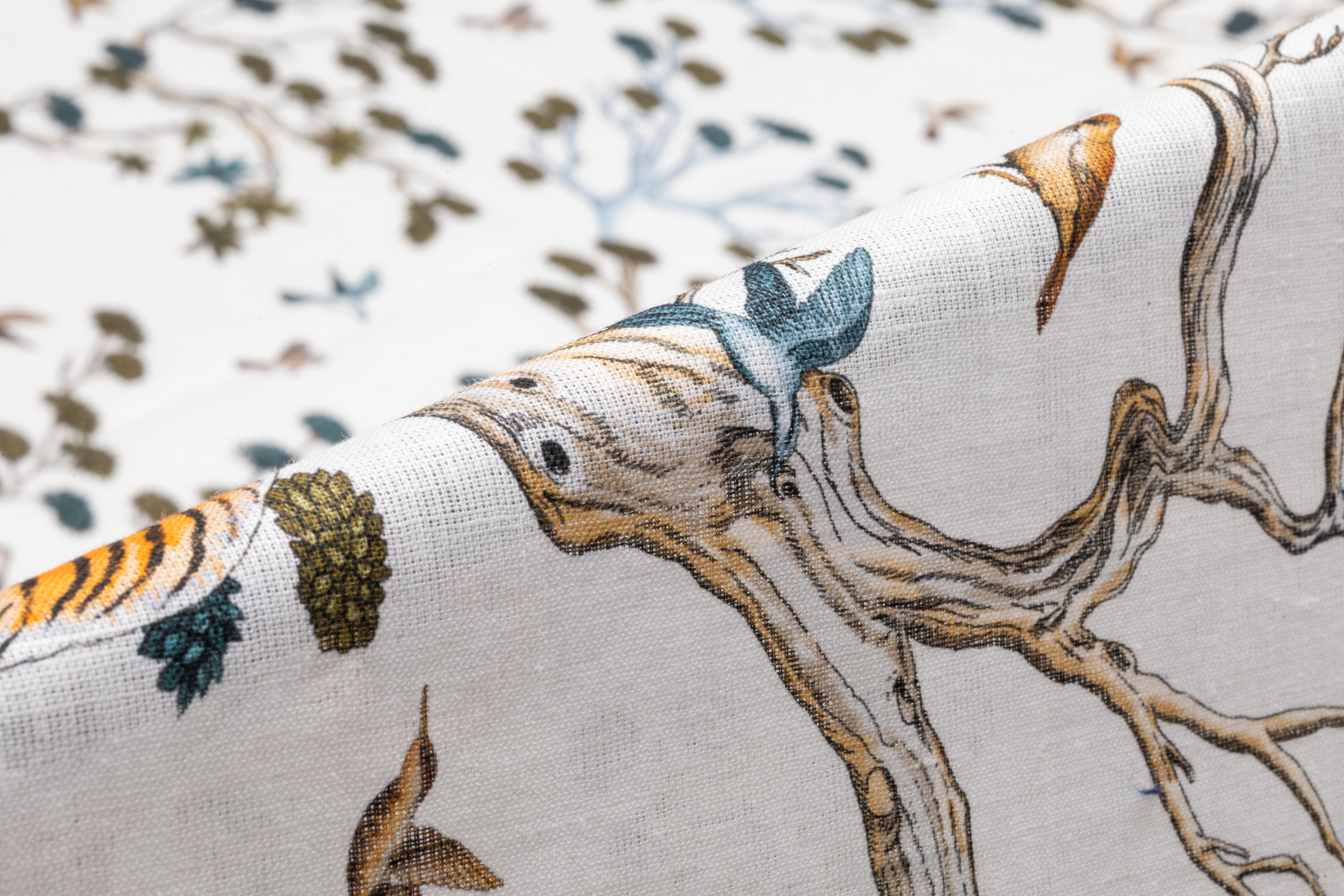 Floral Tiger Border Printed Italian Linen
