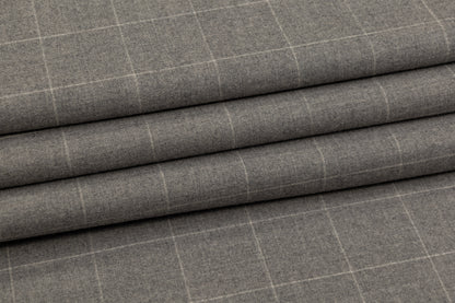 Windowpane Italian Wool Suiting - Gray