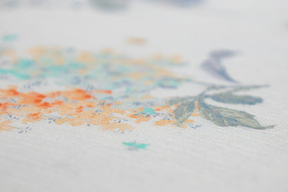 Floral Crinkled Silk Viscose Chiffon - White