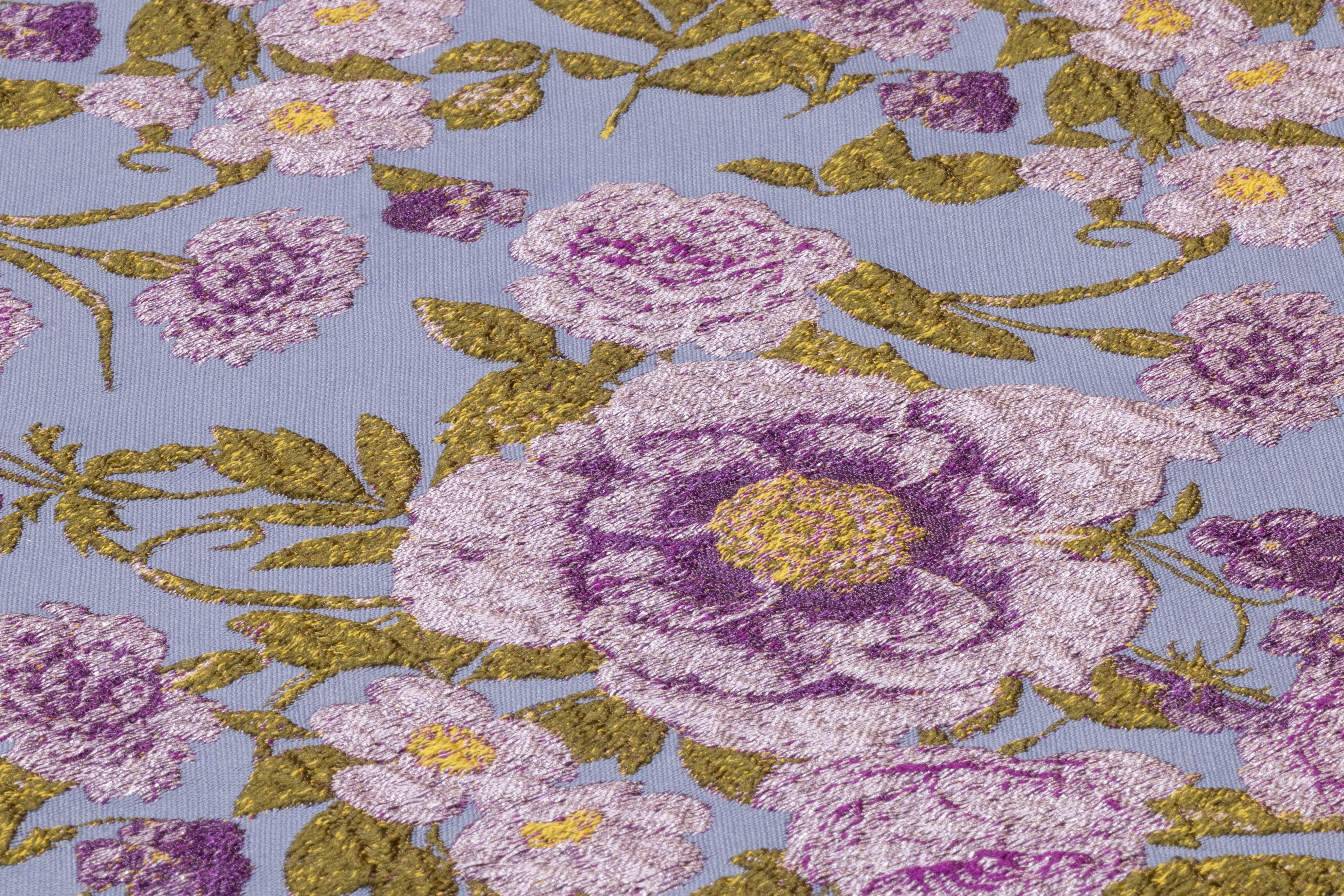 Floral Italian Brocade - Periwinkle / Moss Green / Violet