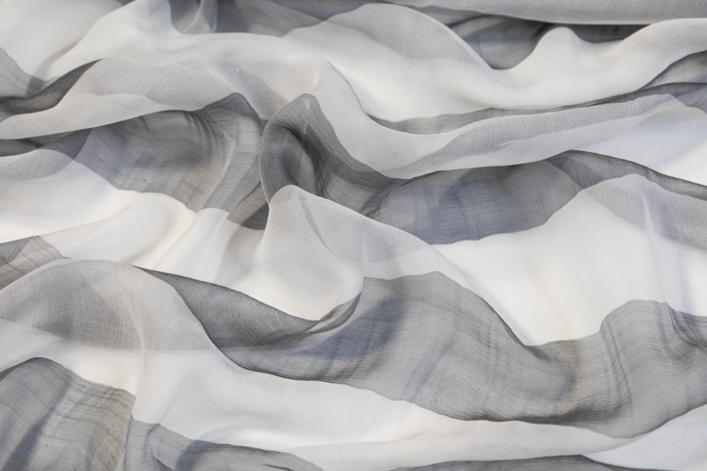 Striped Silk Chiffon - Gray / White
