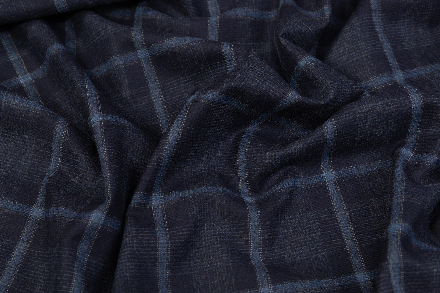 Fordam - Royal Flannel Wool and Cashmere Suiting - Navy Blue