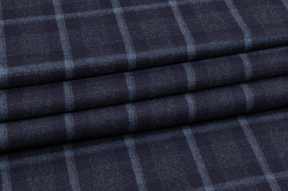 Fordam - Royal Flannel Wool and Cashmere Suiting - Navy Blue