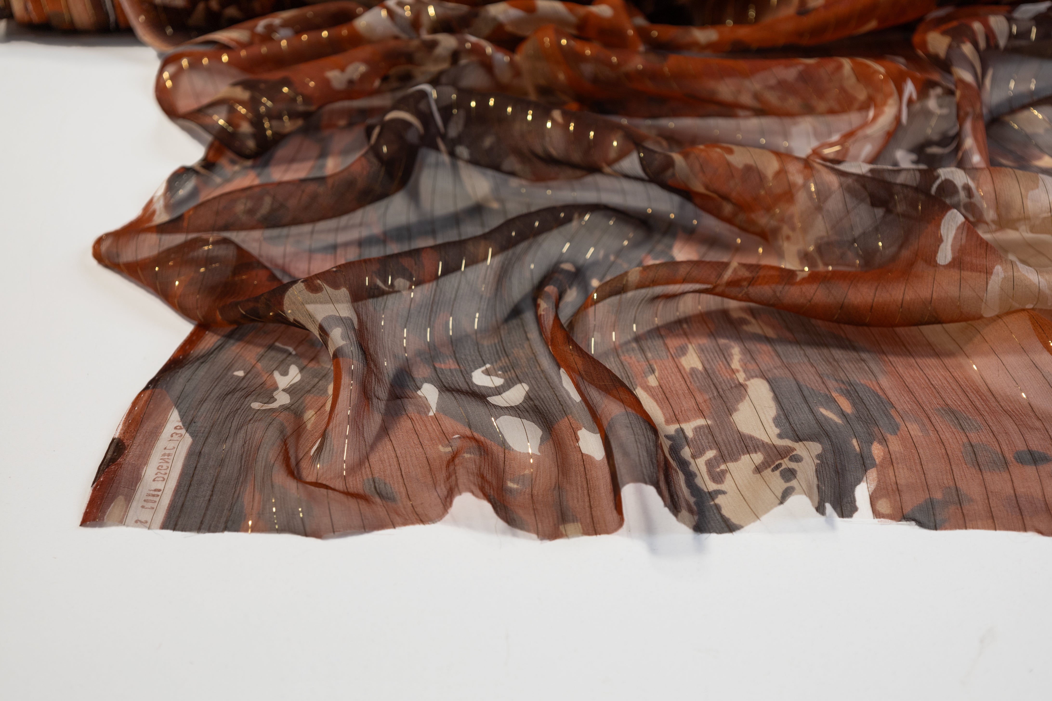 Metallic Striped Silk Chiffon - Brown / Gold
