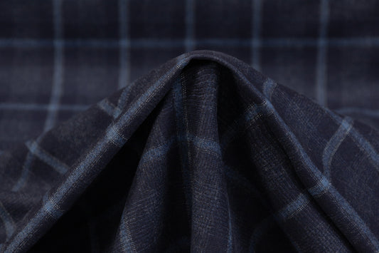 Fordam - Royal Flannel Wool and Cashmere Suiting - Navy Blue