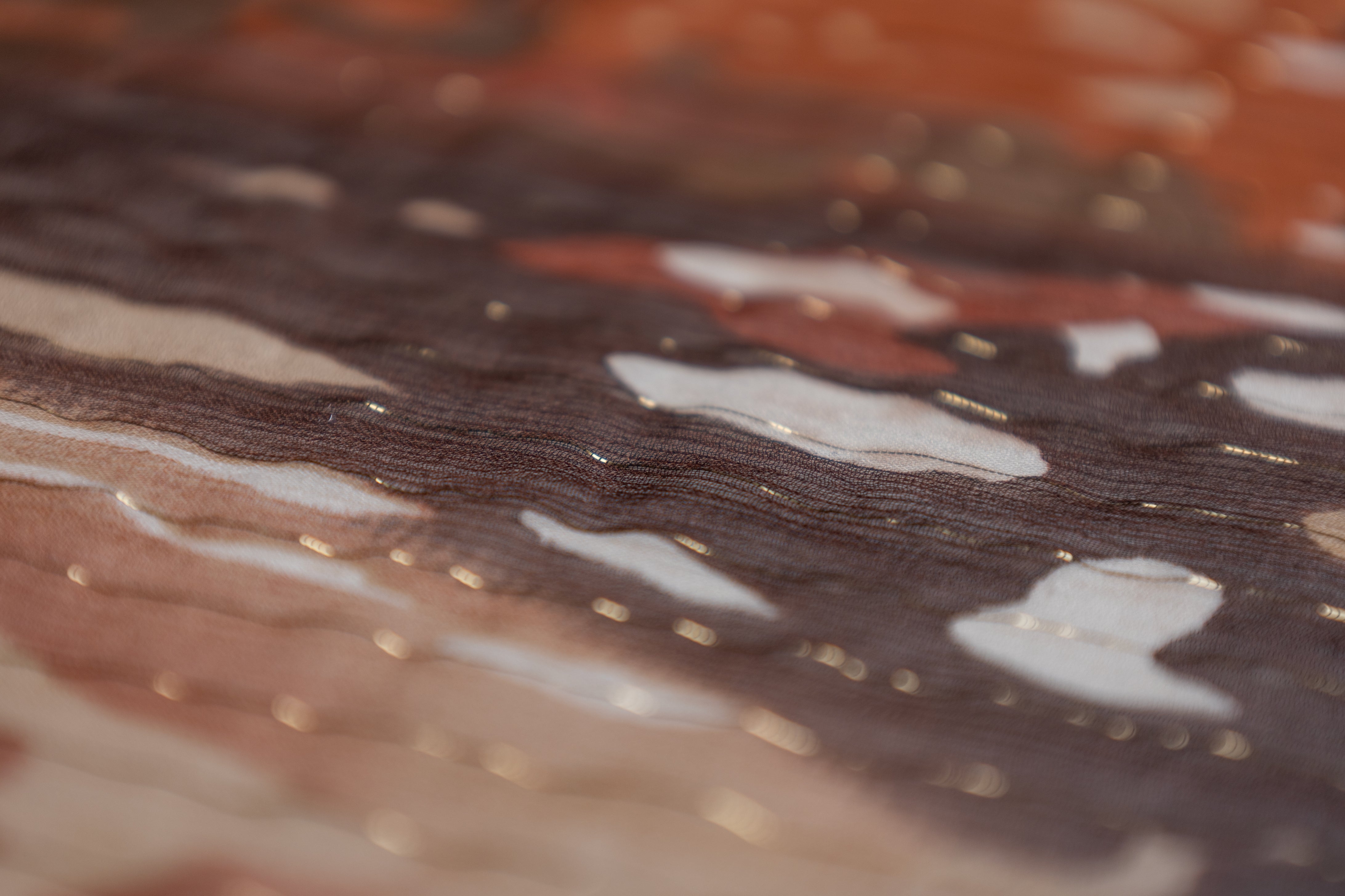 Metallic Striped Silk Chiffon - Brown / Gold