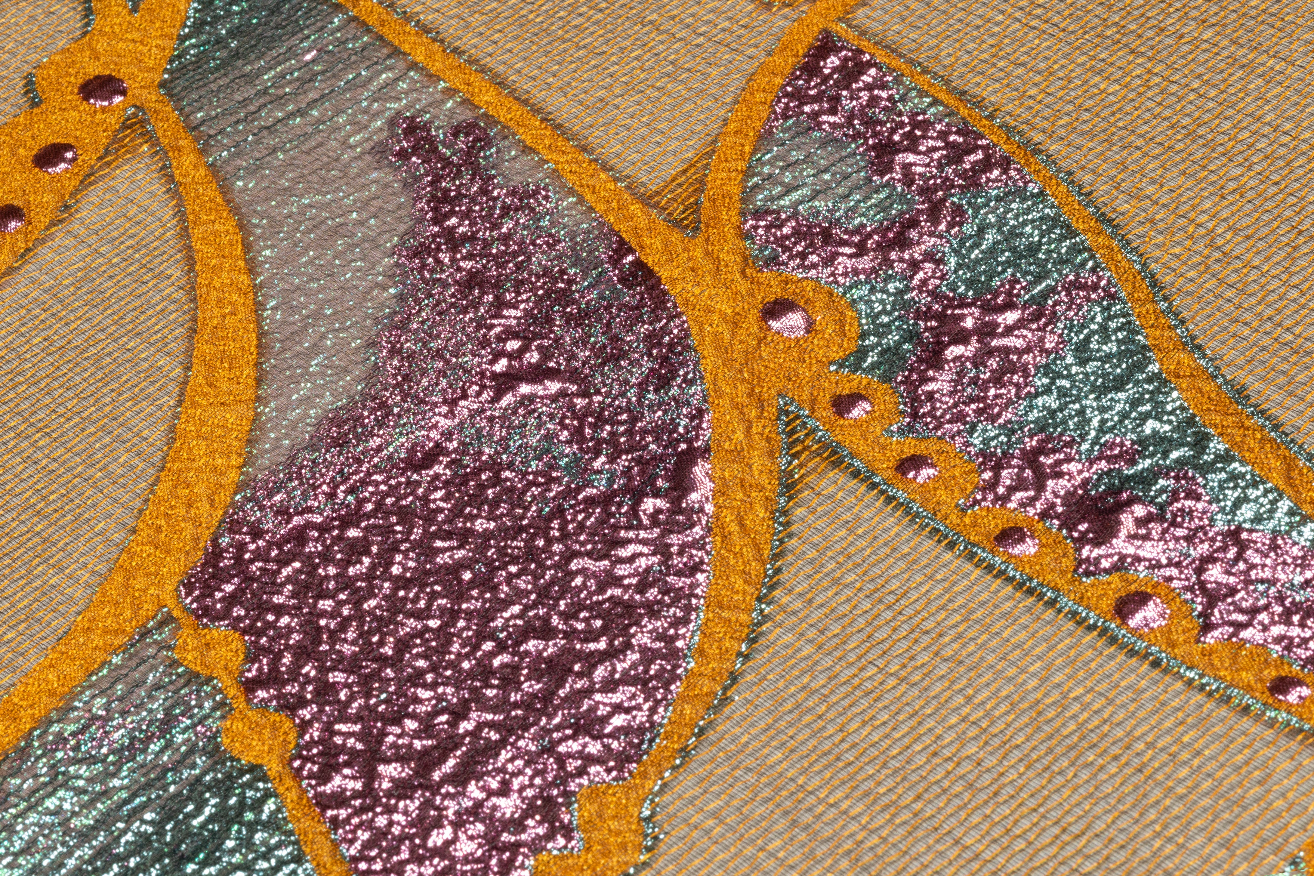 Abstract Metallic Italian Fil Coupé Brocade - Copper / Fuchsia / Turquoise