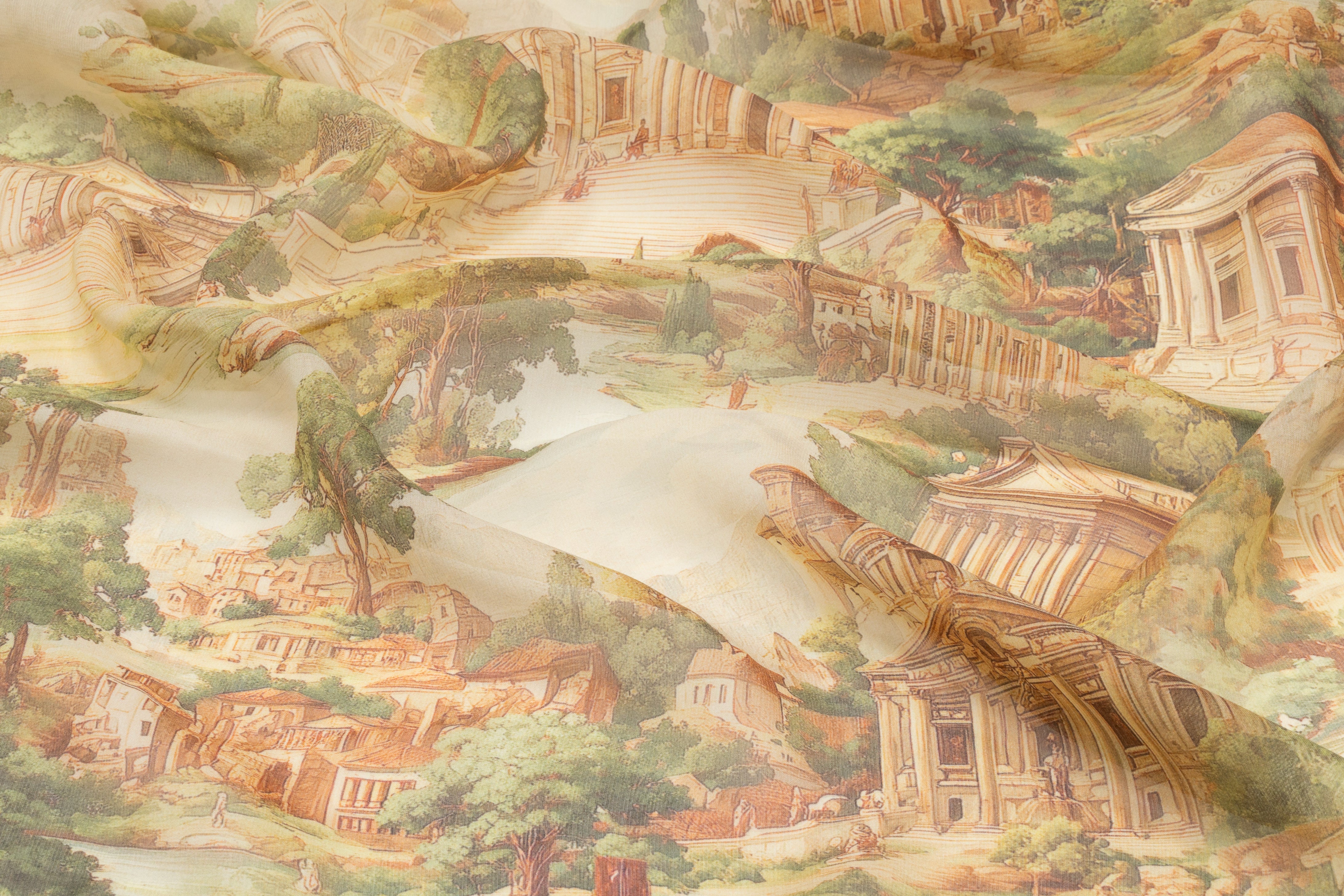 Italian Landscape Toile Silk Chiffon