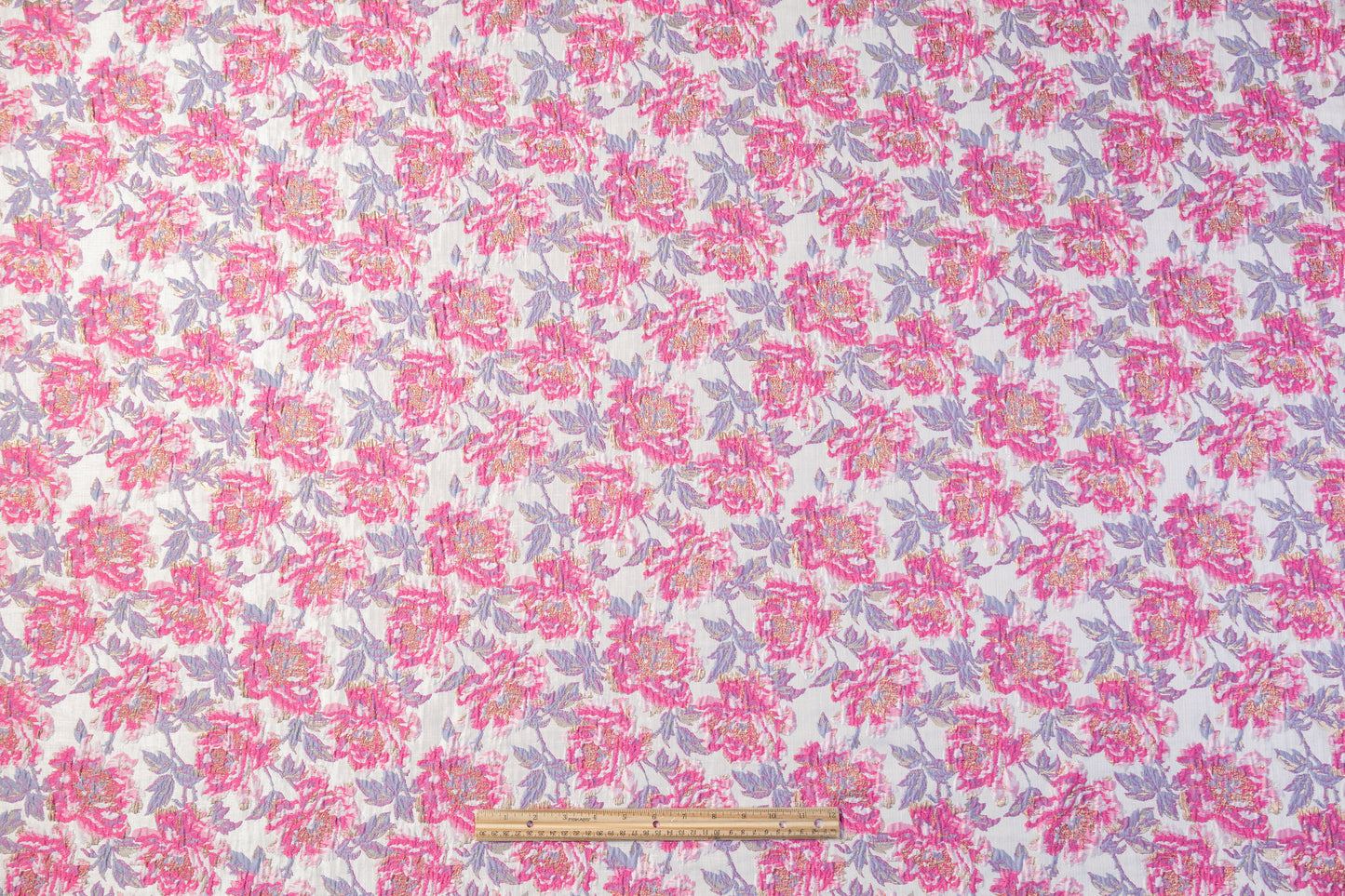 Floral Metallic Crushed Brocade - Pink / Lavender