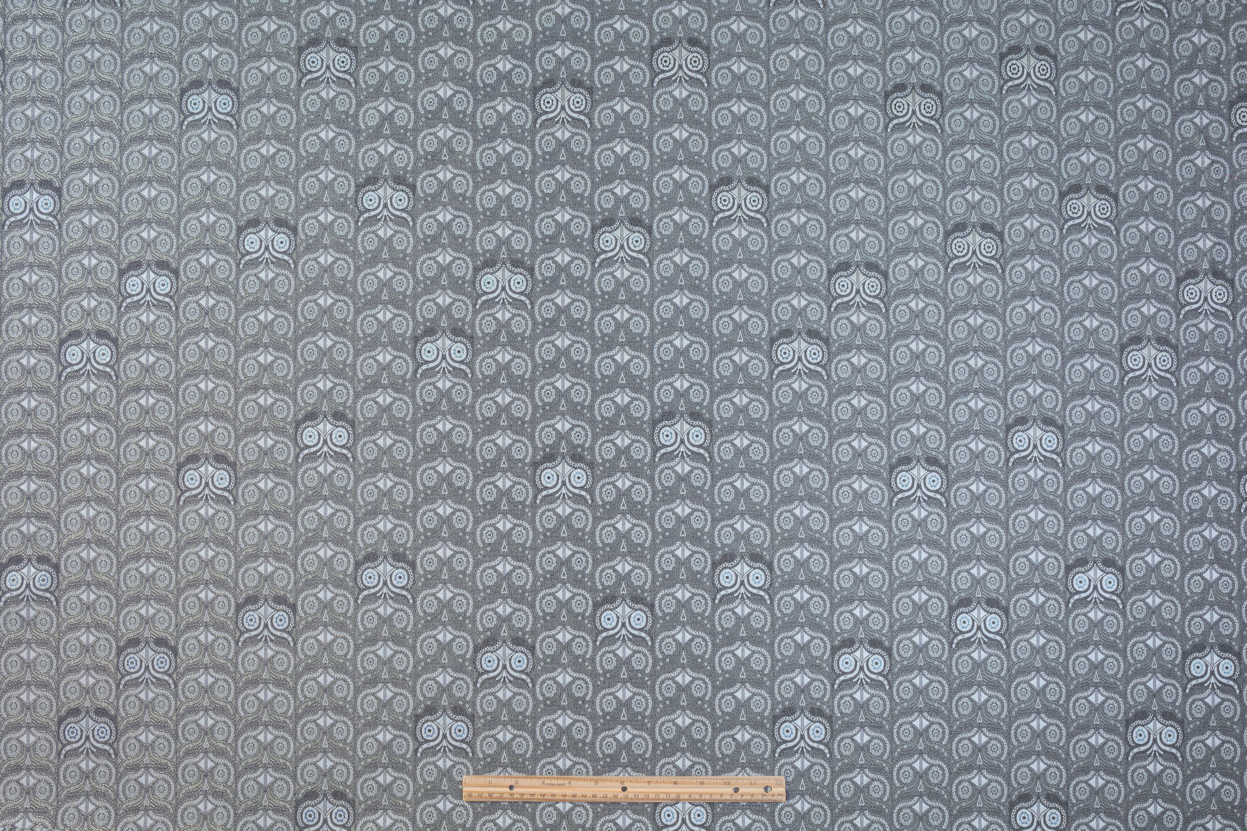 Art Deco Metallic Italian Brocade - Blue / Gray