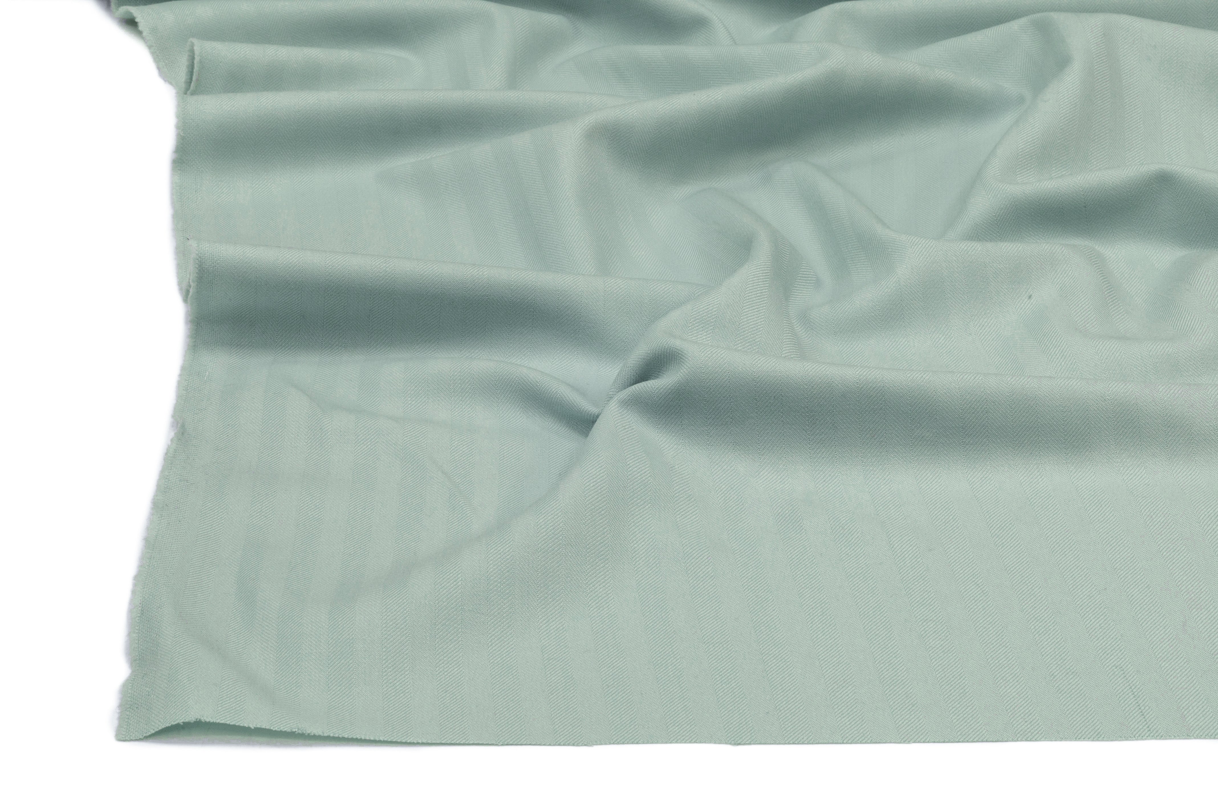 Herringbone Italian Wool Suiting - Pale Mint