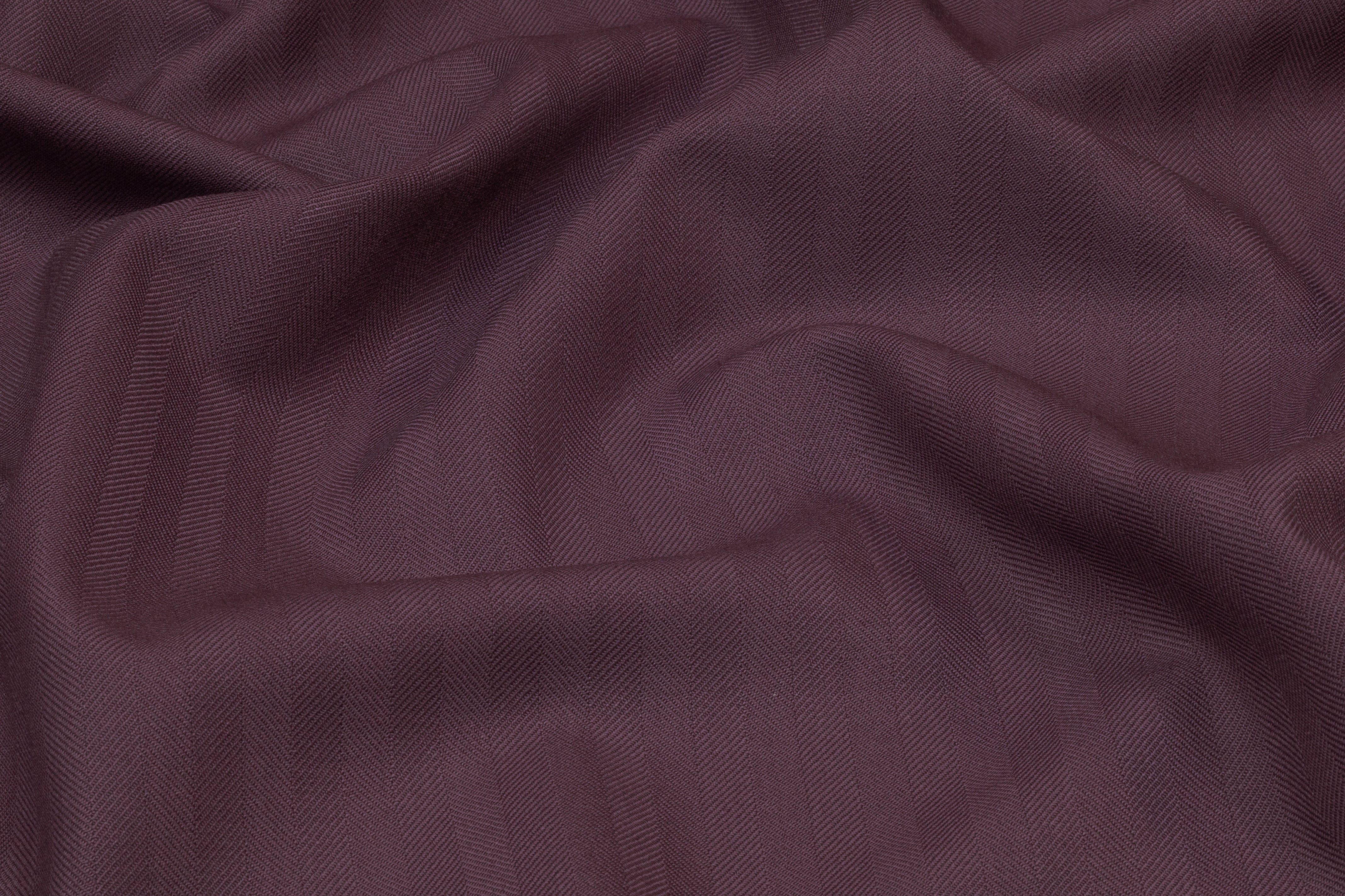 Herringbone Italian Wool Suiting - Aubergine