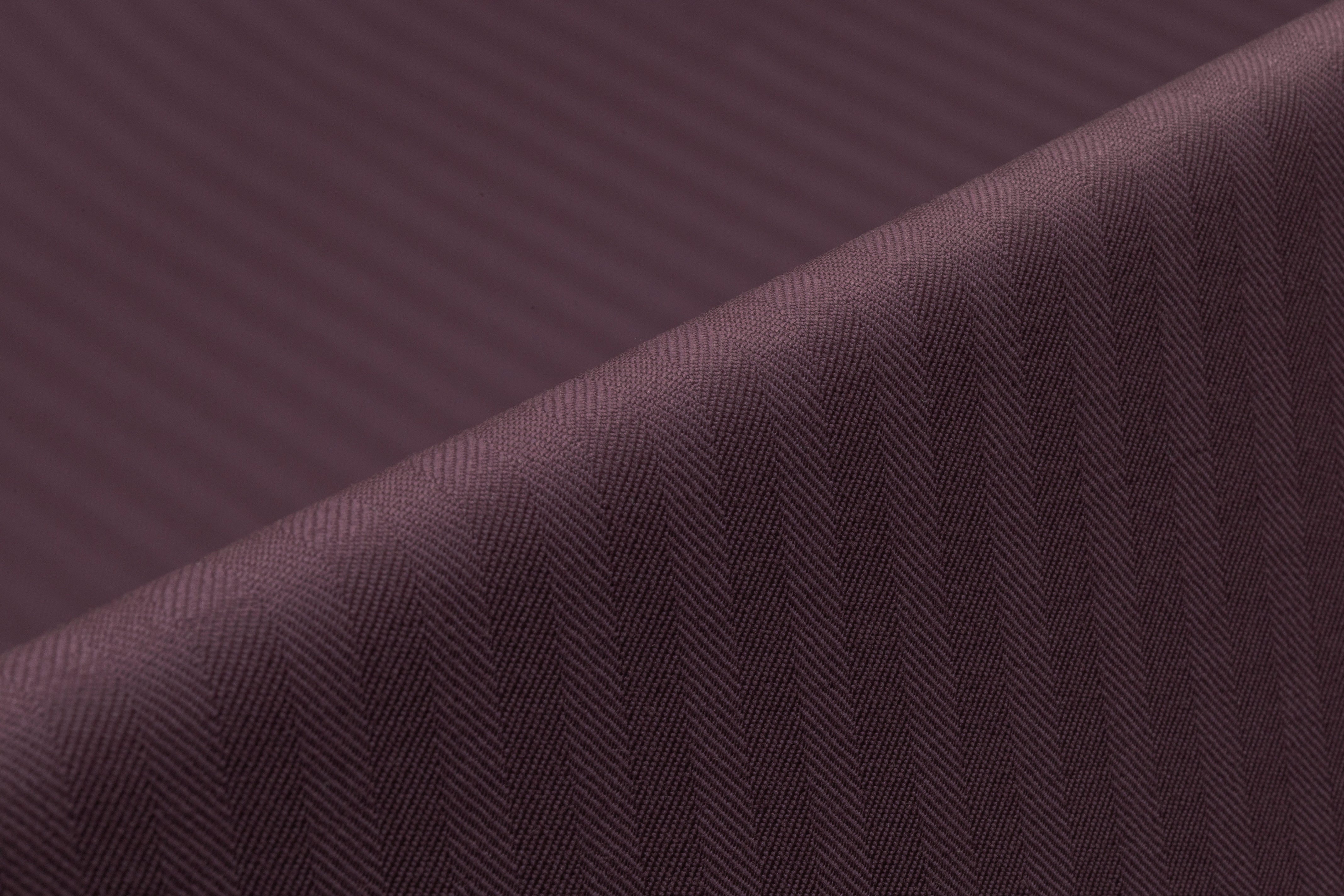 Herringbone Italian Wool Suiting - Aubergine