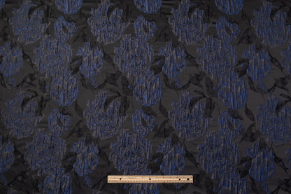 Crushed Floral Brocade - Blue / Black