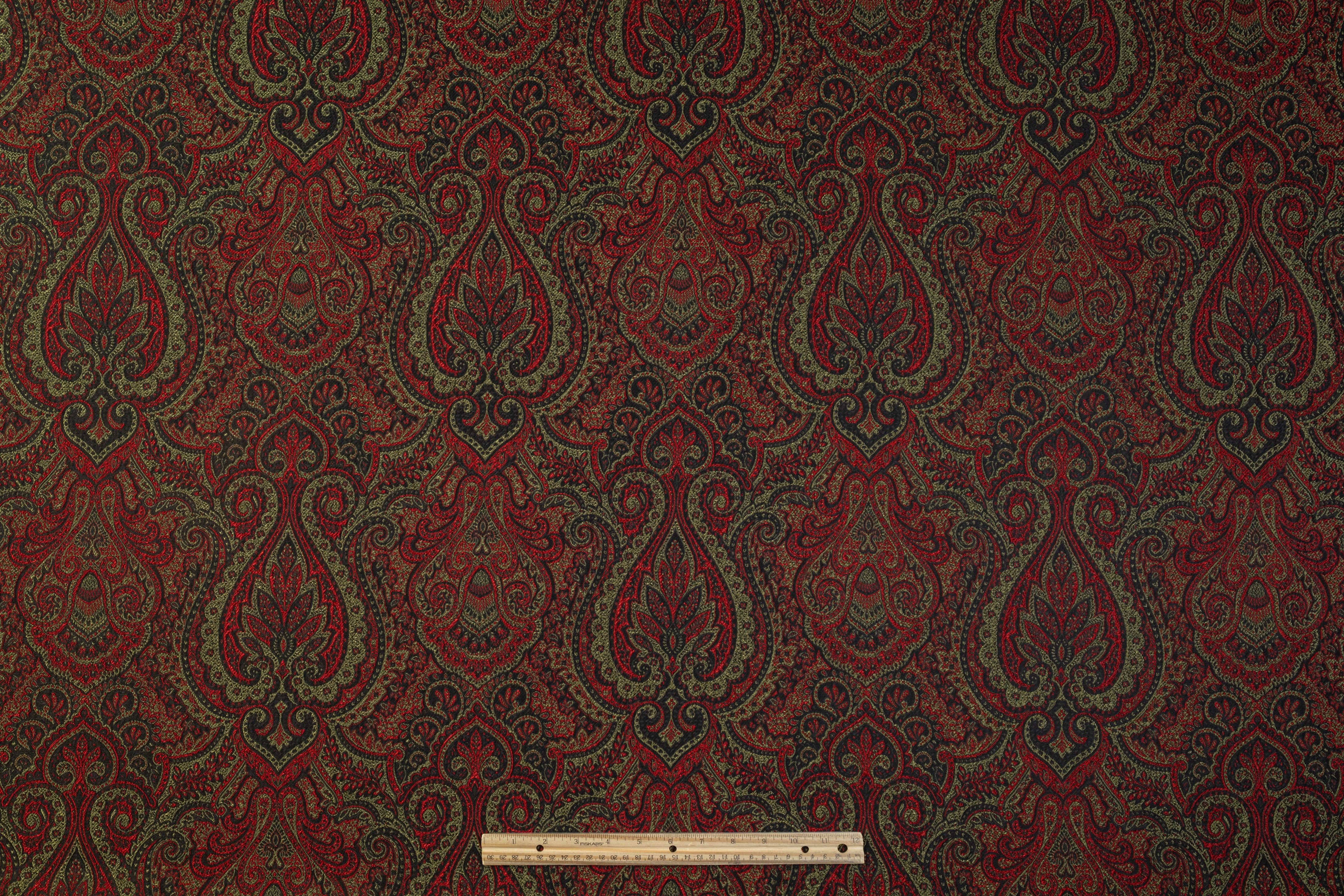 Damask Italian Brocade - Red / Green