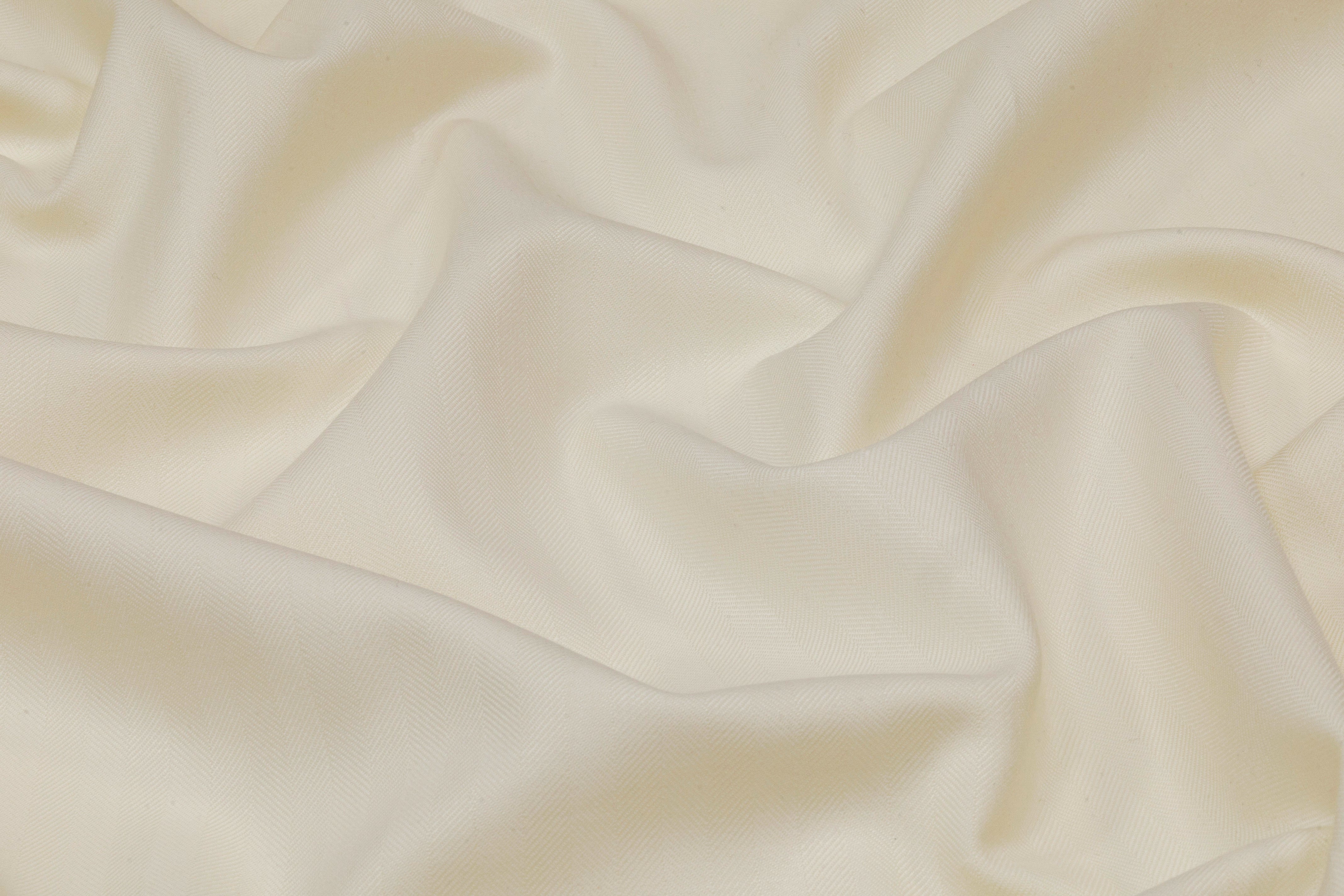 Herringbone Italian Wool Suiting - Ivory