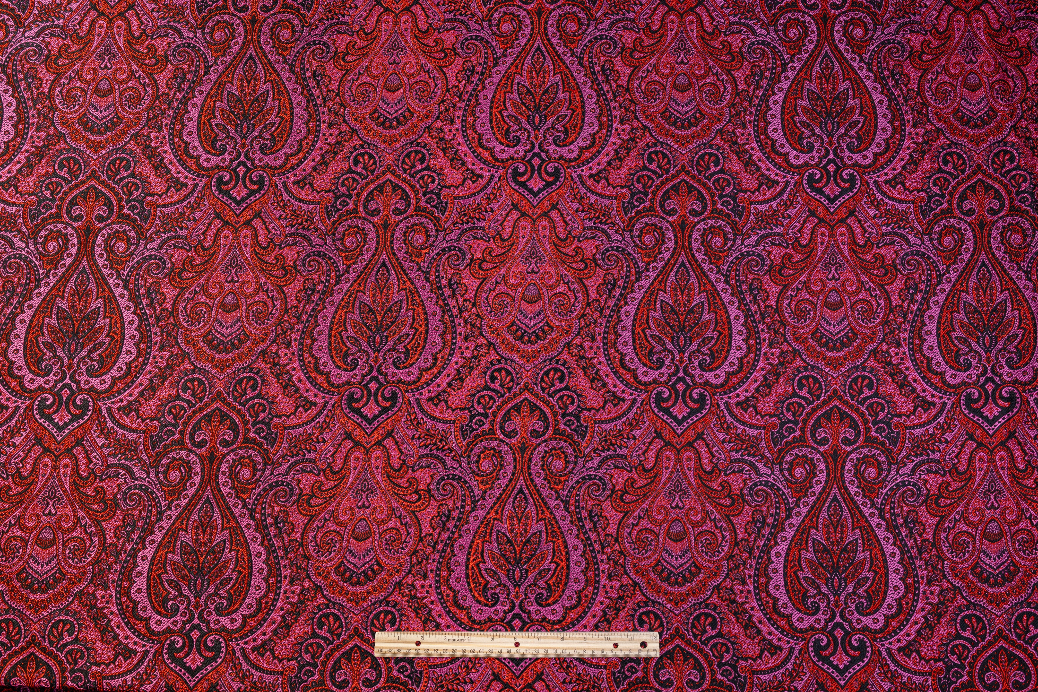 Damask Italian Brocade - Red / Pink / Black