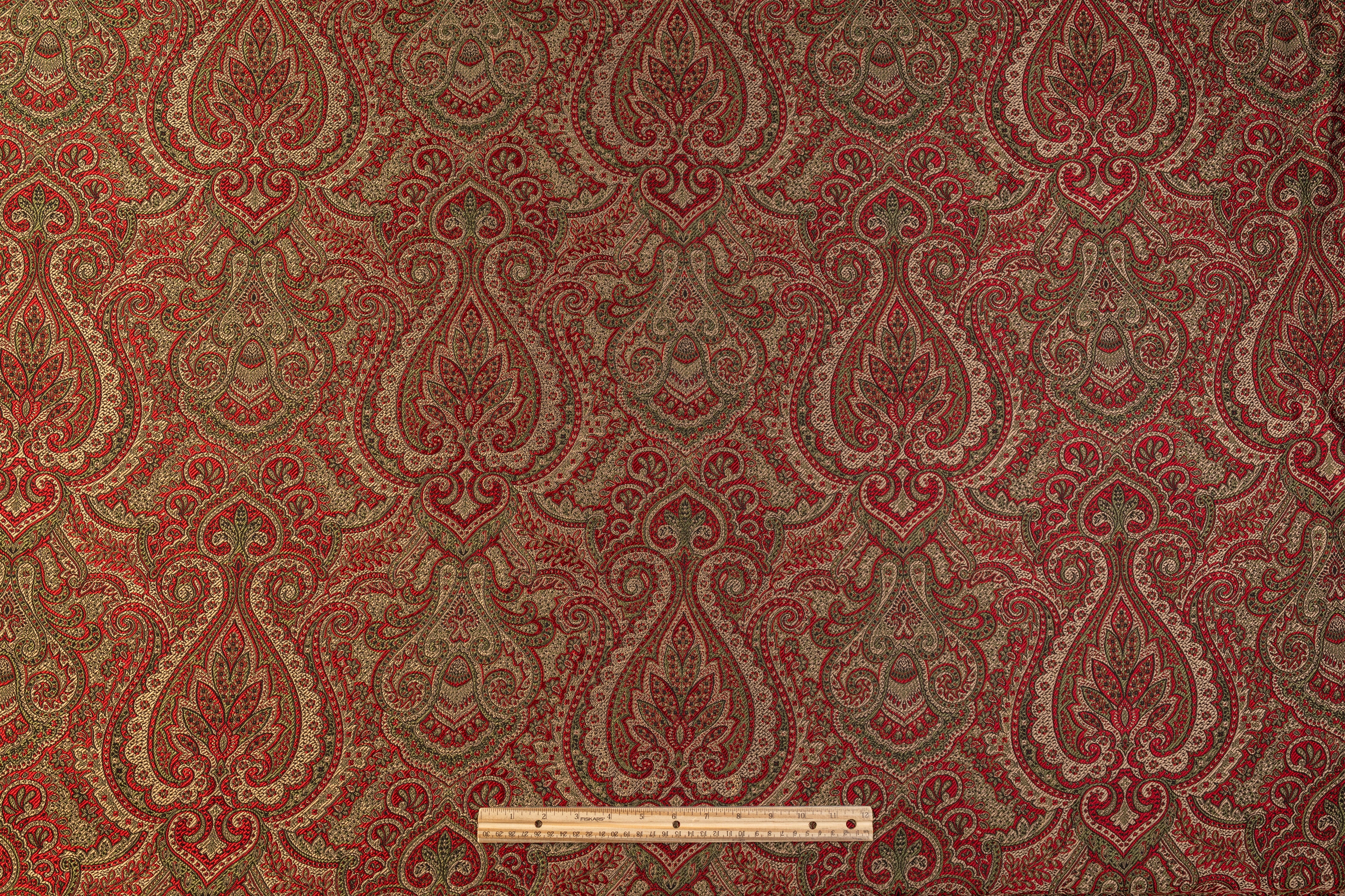 Damask Italian Brocade - Red / Green / Beige