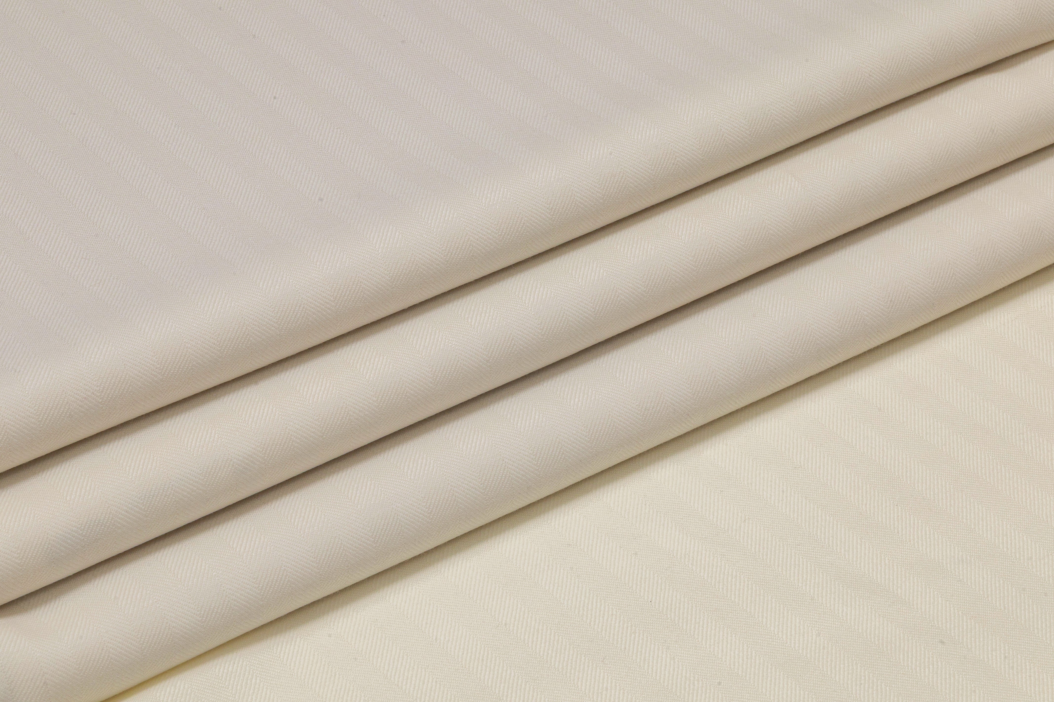 Herringbone Italian Wool Suiting - Ivory