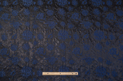 Floral Metallic Cloqué Brocade - Navy / Black