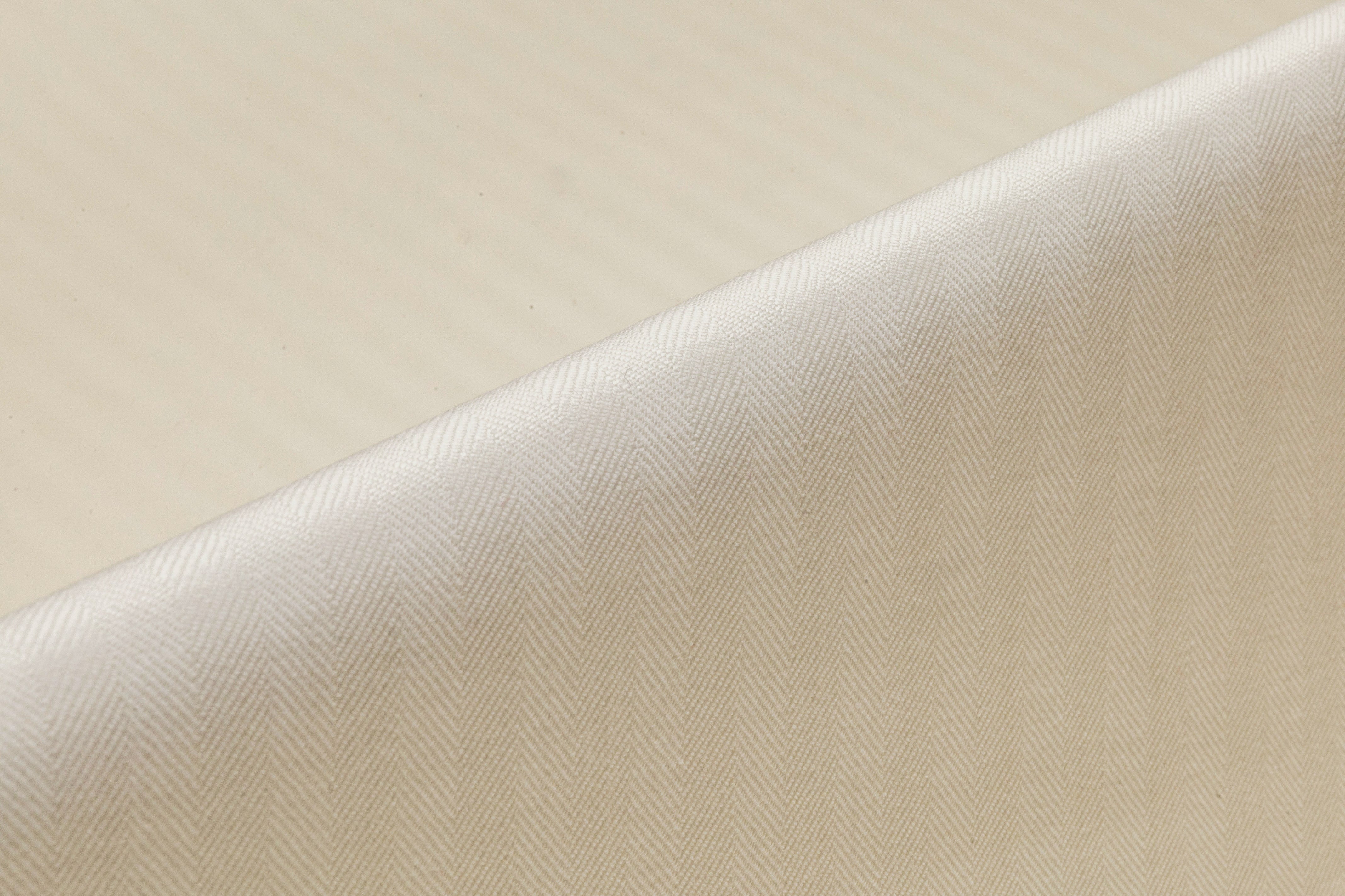 Herringbone Italian Wool Suiting - Ivory