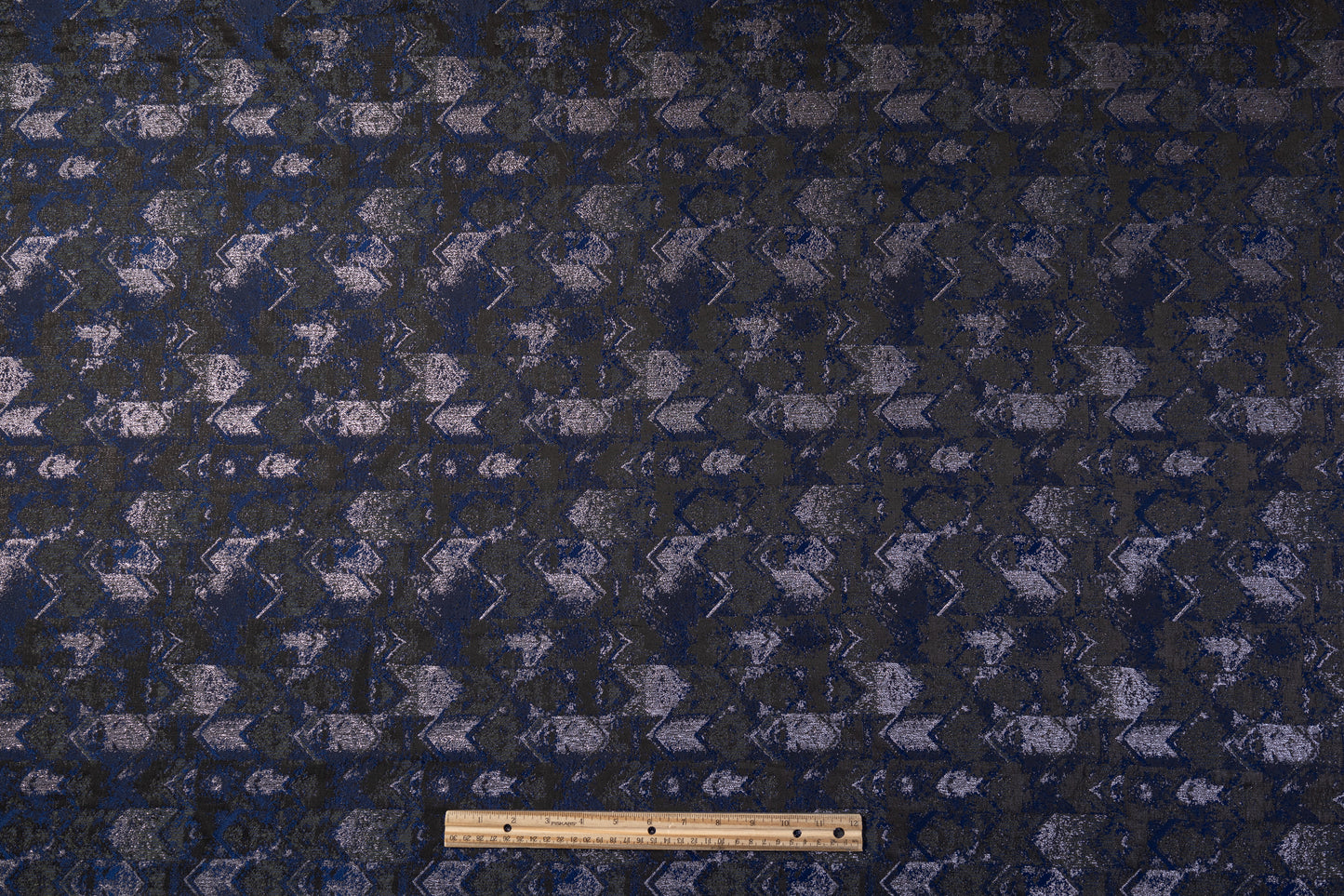 Abstract Metallic Brocade - Navy / Gray
