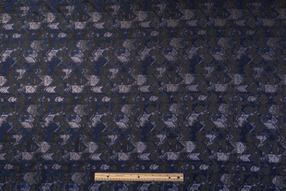 Abstract Metallic Brocade - Navy / Gray