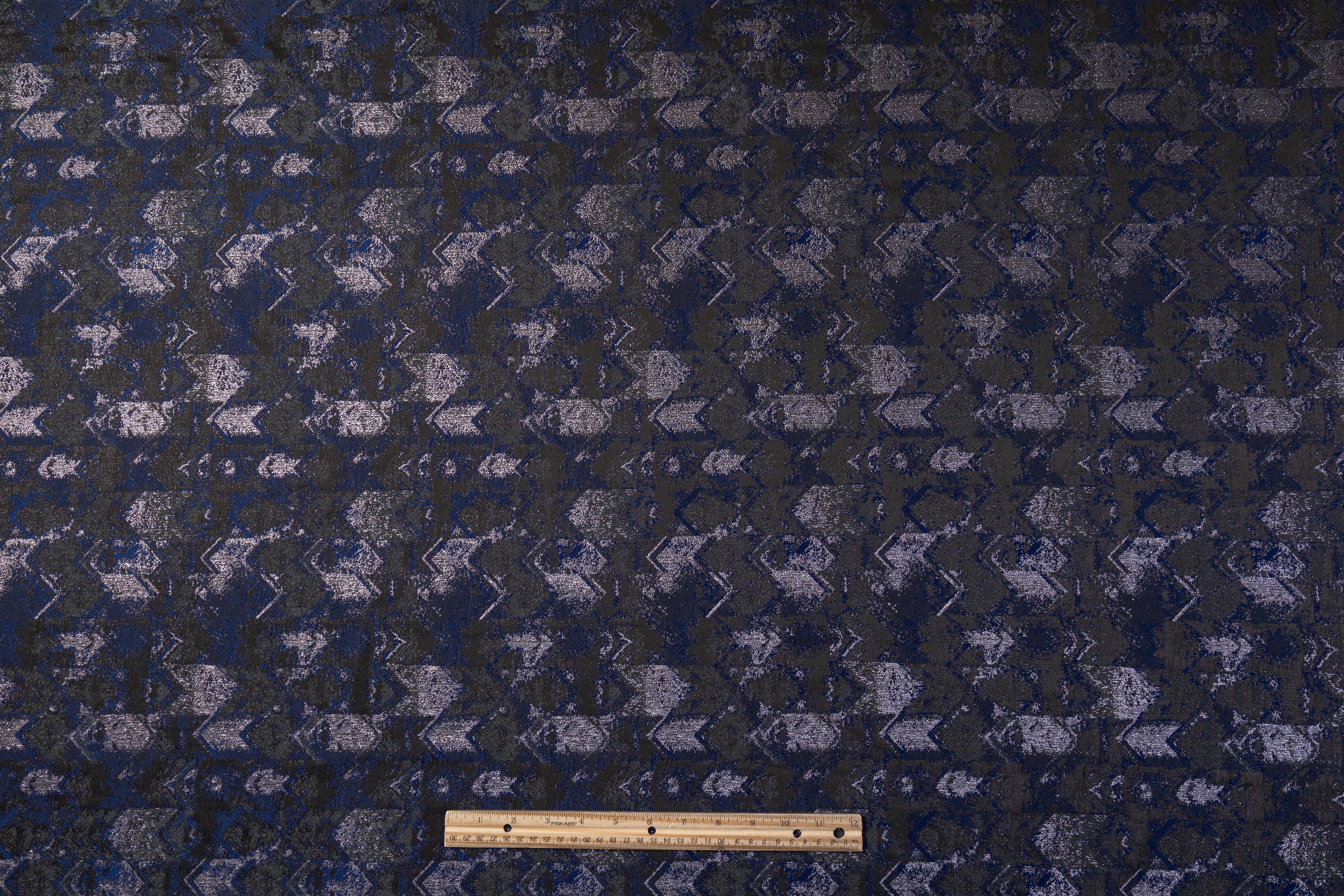 Abstract Metallic Brocade - Navy / Gray