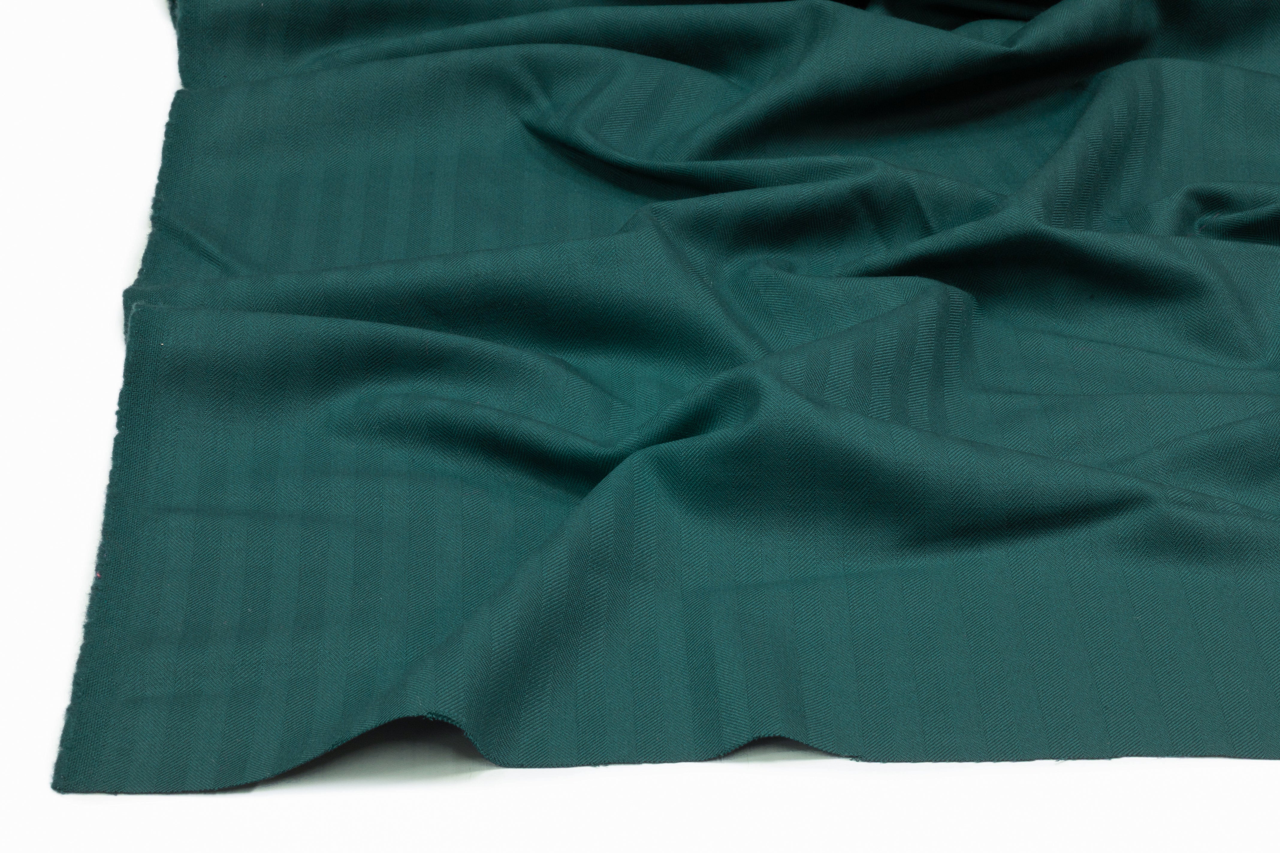 Herringbone Italian Wool Suiting - Teal