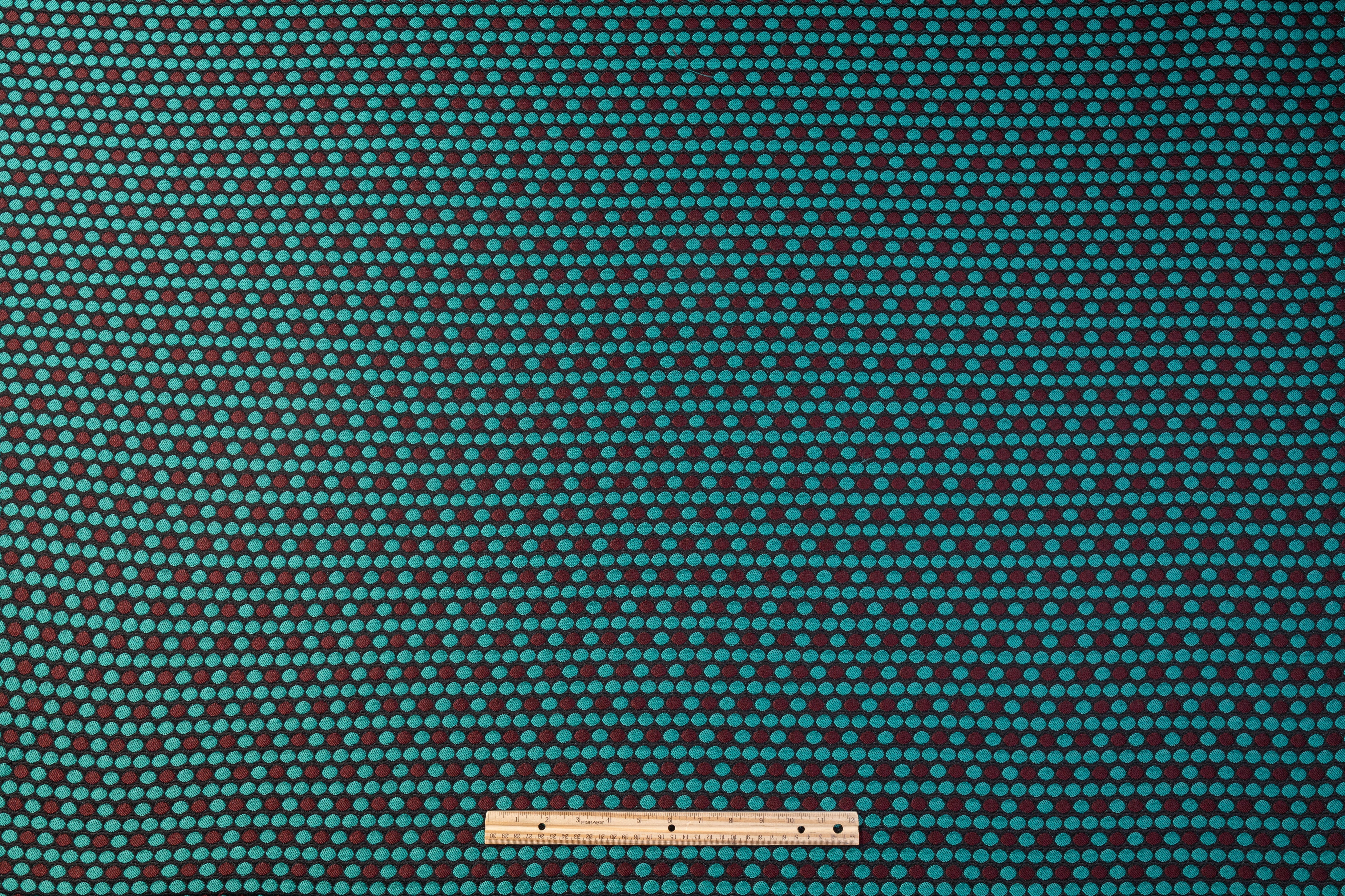 Dotted Italian Brocade - Black / Teal / Burgundy