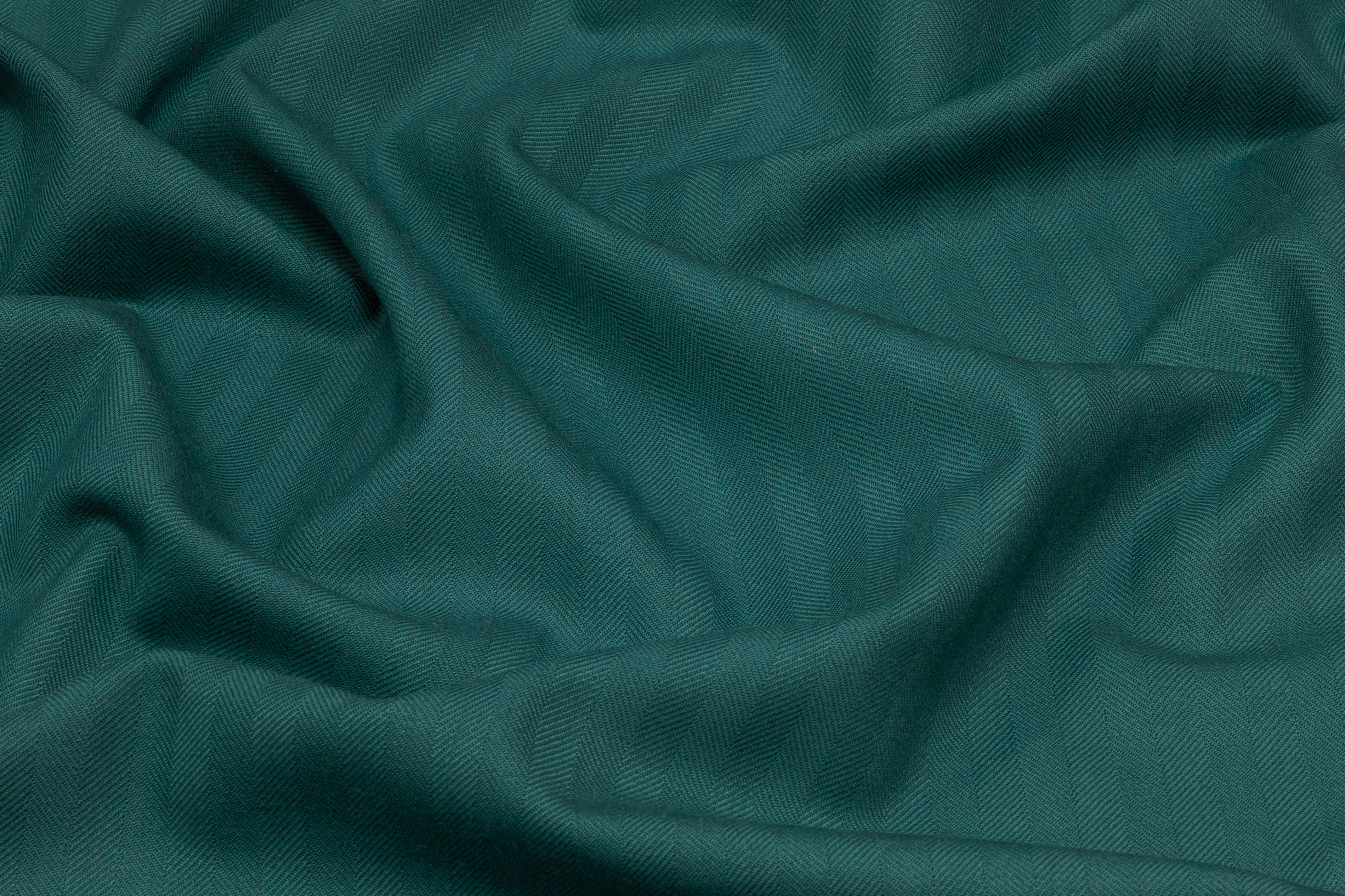 Herringbone Italian Wool Suiting - Teal