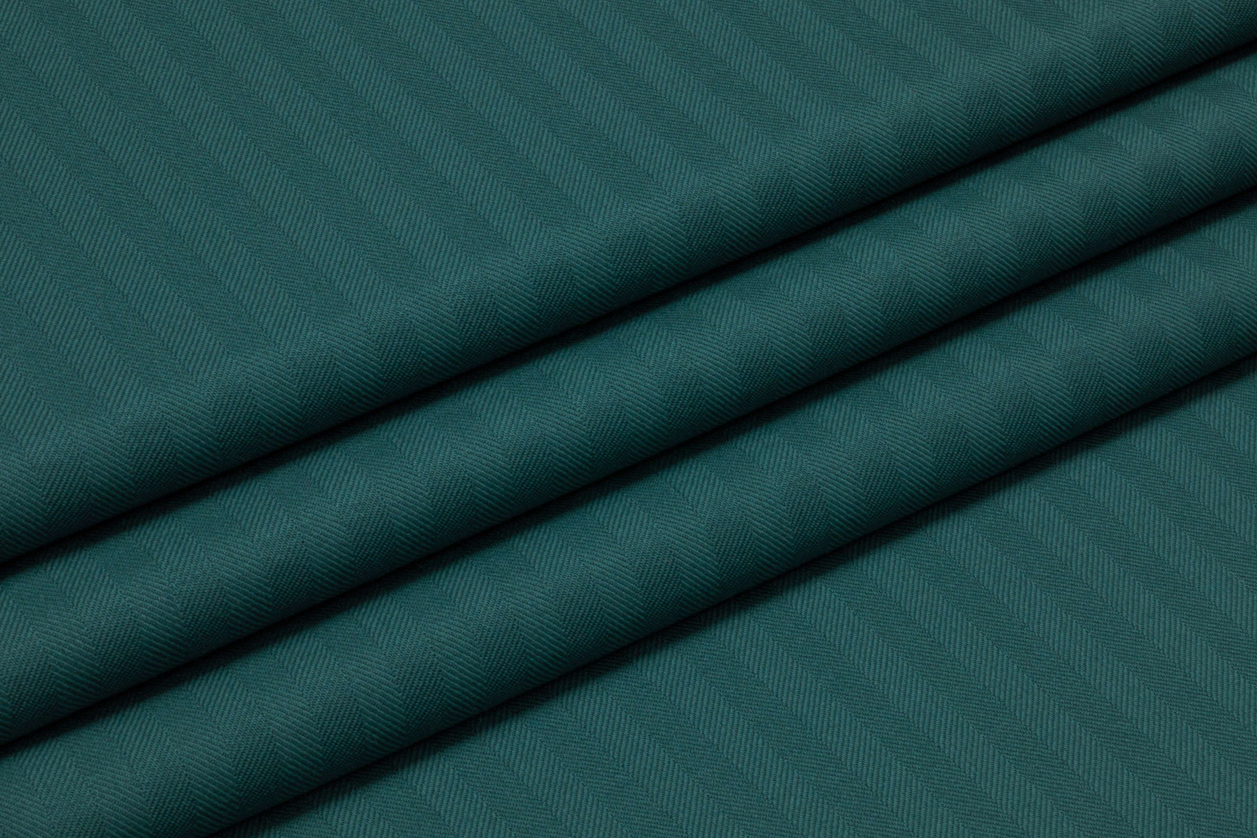 Herringbone Italian Wool Suiting - Teal