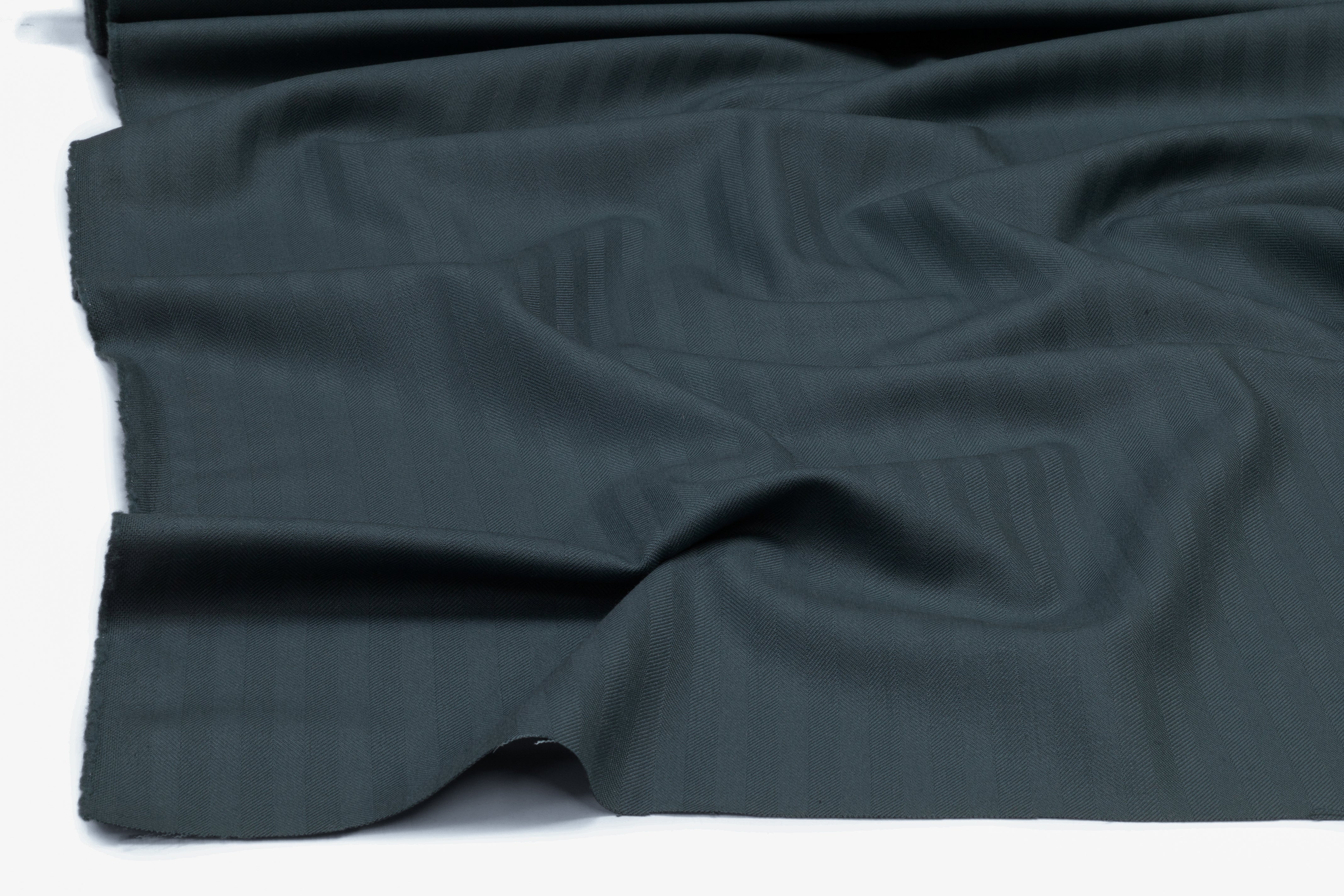 Herringbone Italian Wool Suiting - Deep Slate Blue