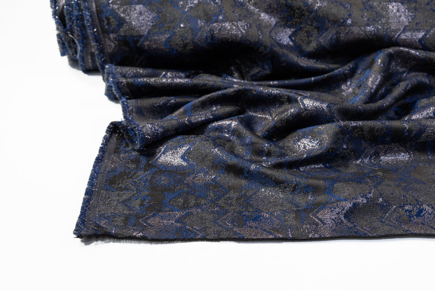 Abstract Metallic Brocade - Navy / Gray