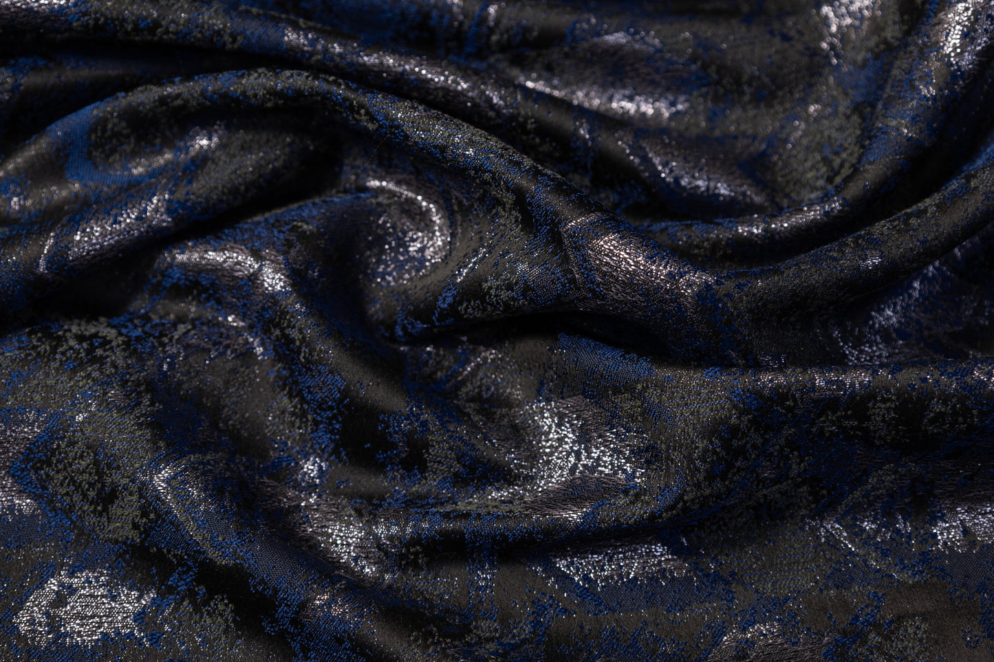 Abstract Metallic Brocade - Navy / Gray