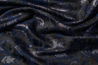 Abstract Metallic Brocade - Navy / Gray