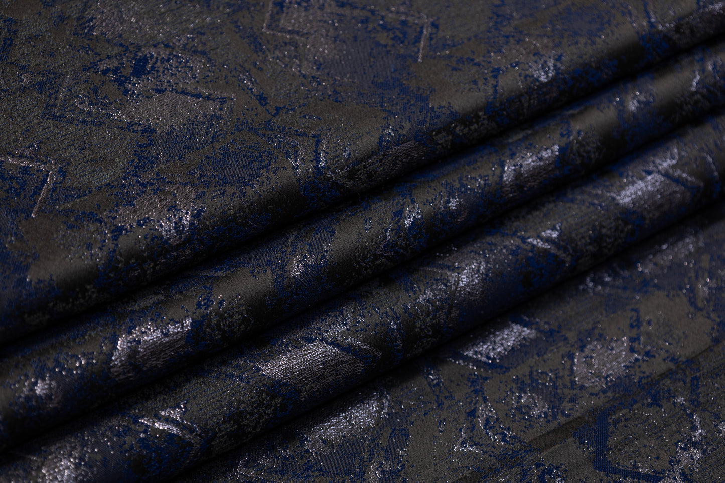 Abstract Metallic Brocade - Navy / Gray