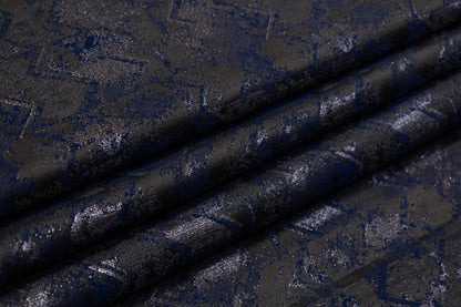 Abstract Metallic Brocade - Navy / Gray