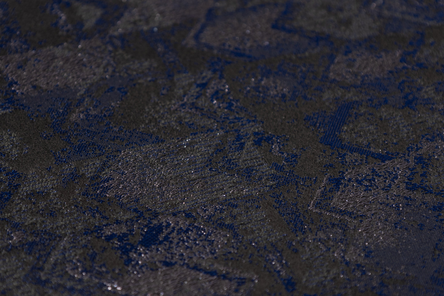 Abstract Metallic Brocade - Navy / Gray