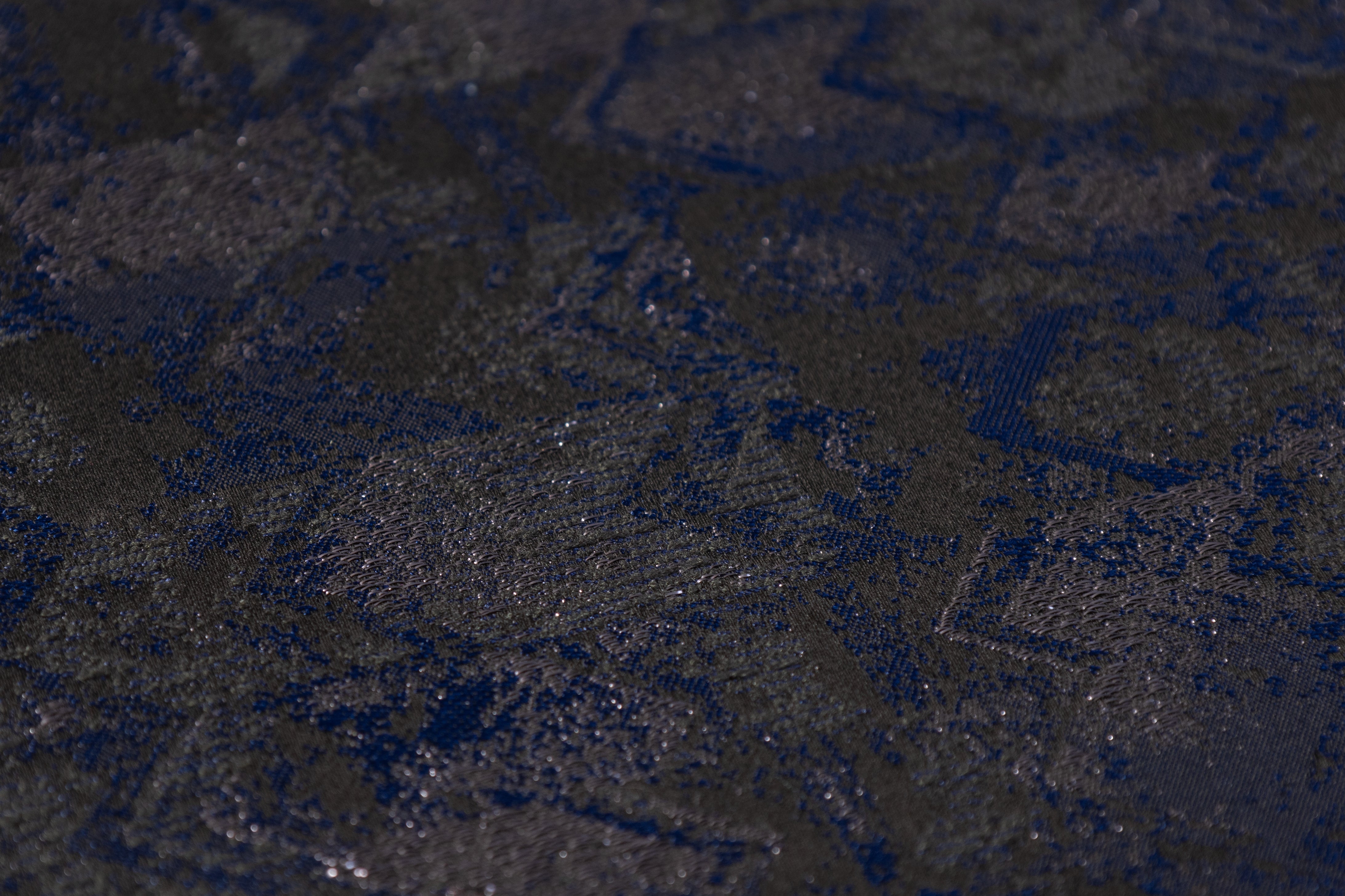 Abstract Metallic Brocade - Navy / Gray