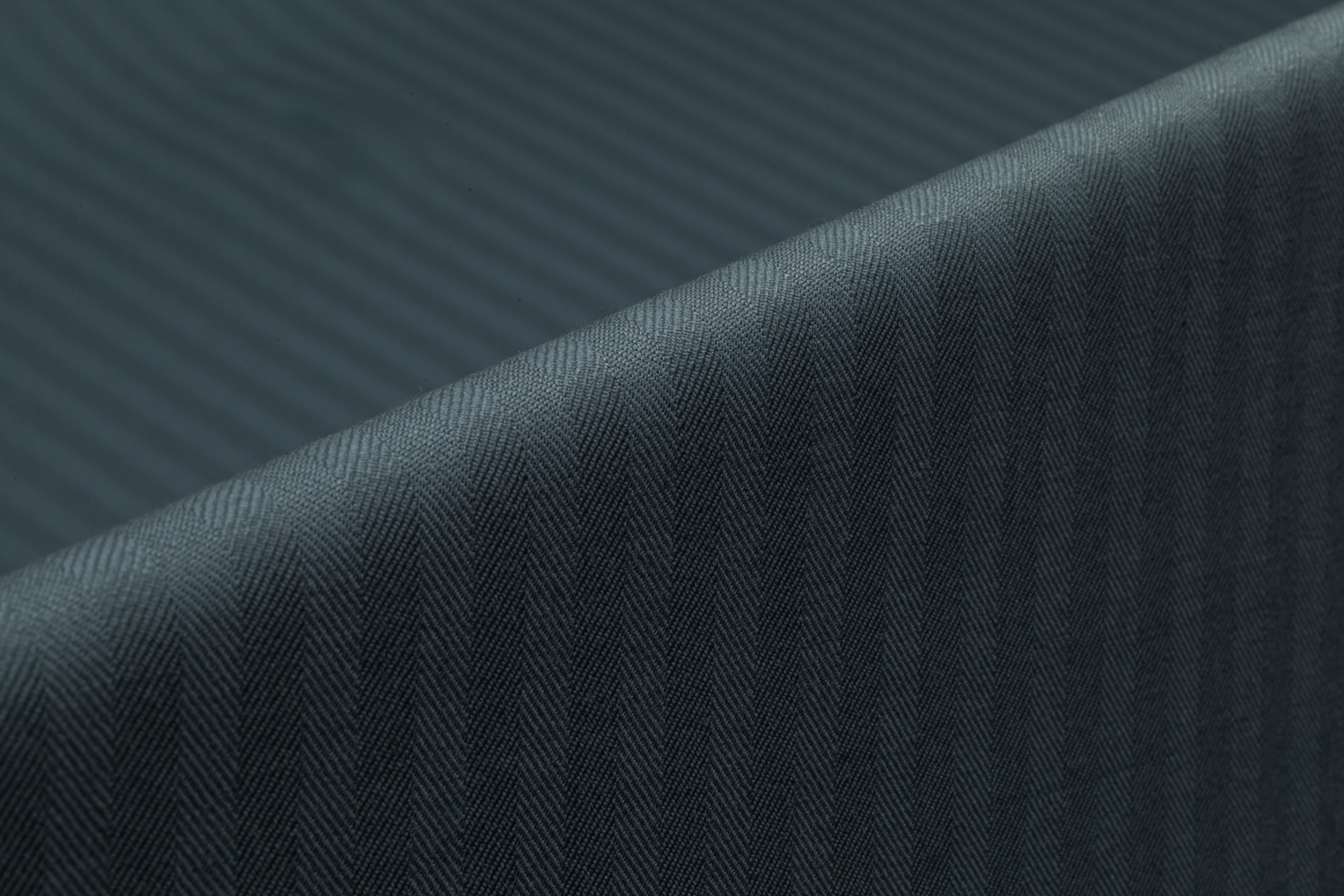 Herringbone Italian Wool Suiting - Deep Slate Blue