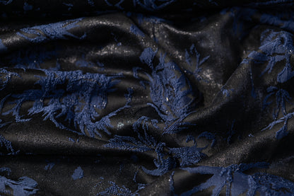 Floral Metallic Cloqué Brocade - Navy / Black