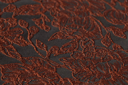 Floral Metallic Cloqué Brocade - Brown / Black